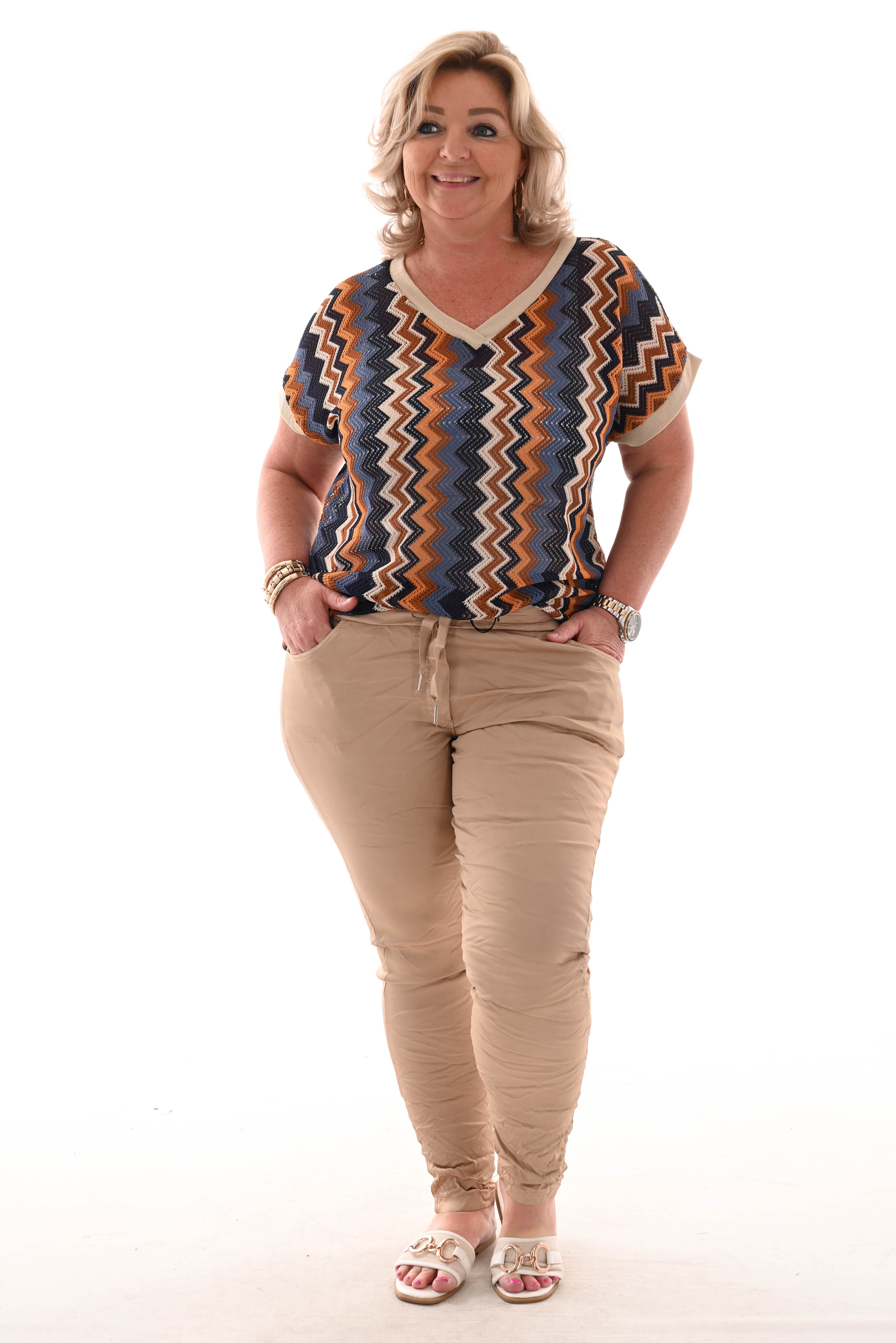 Silky stretchbroek camel