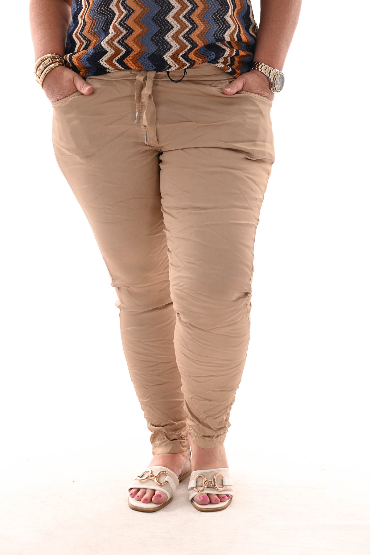 Silky stretchbroek camel