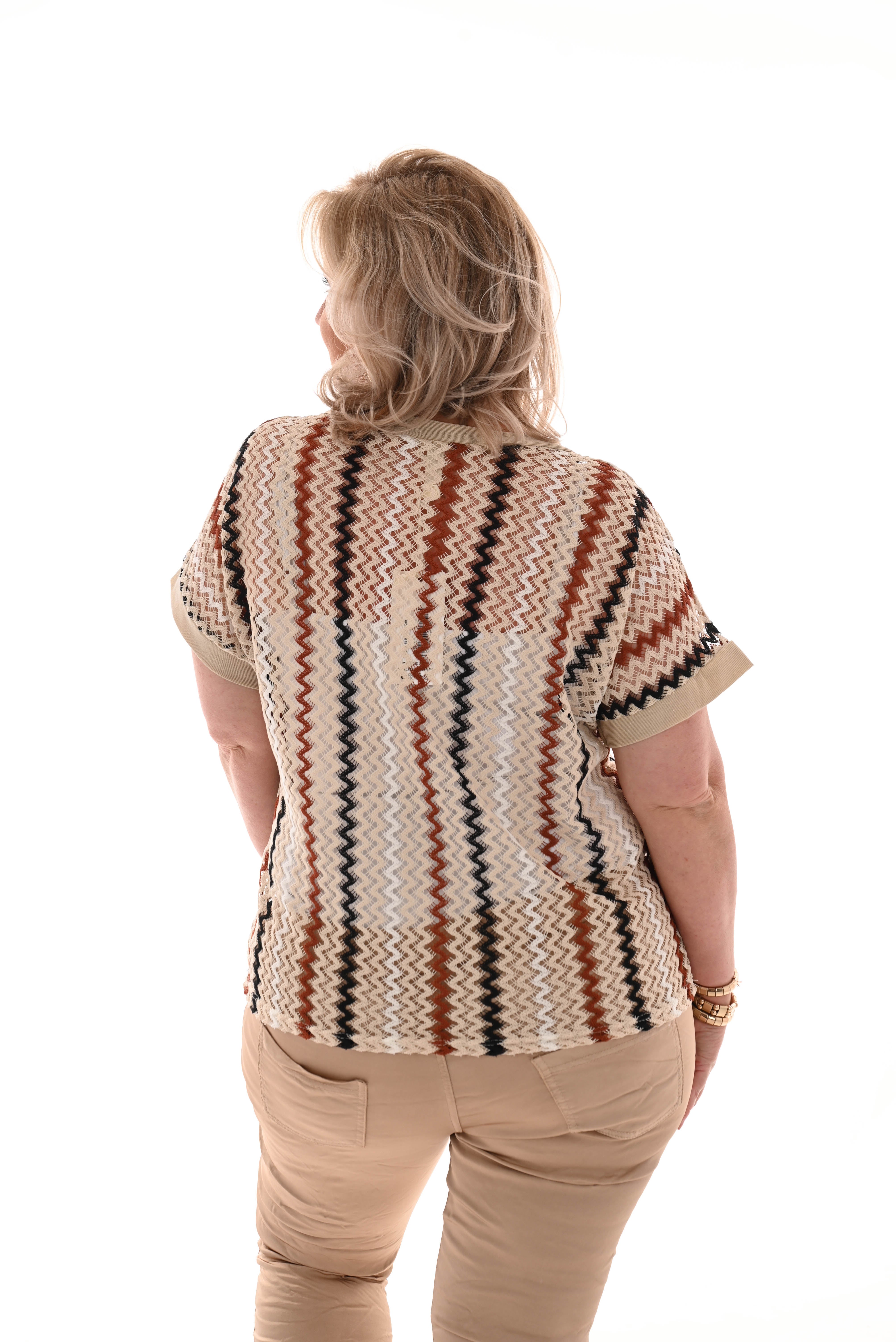 Top zigzag gehaakt creme