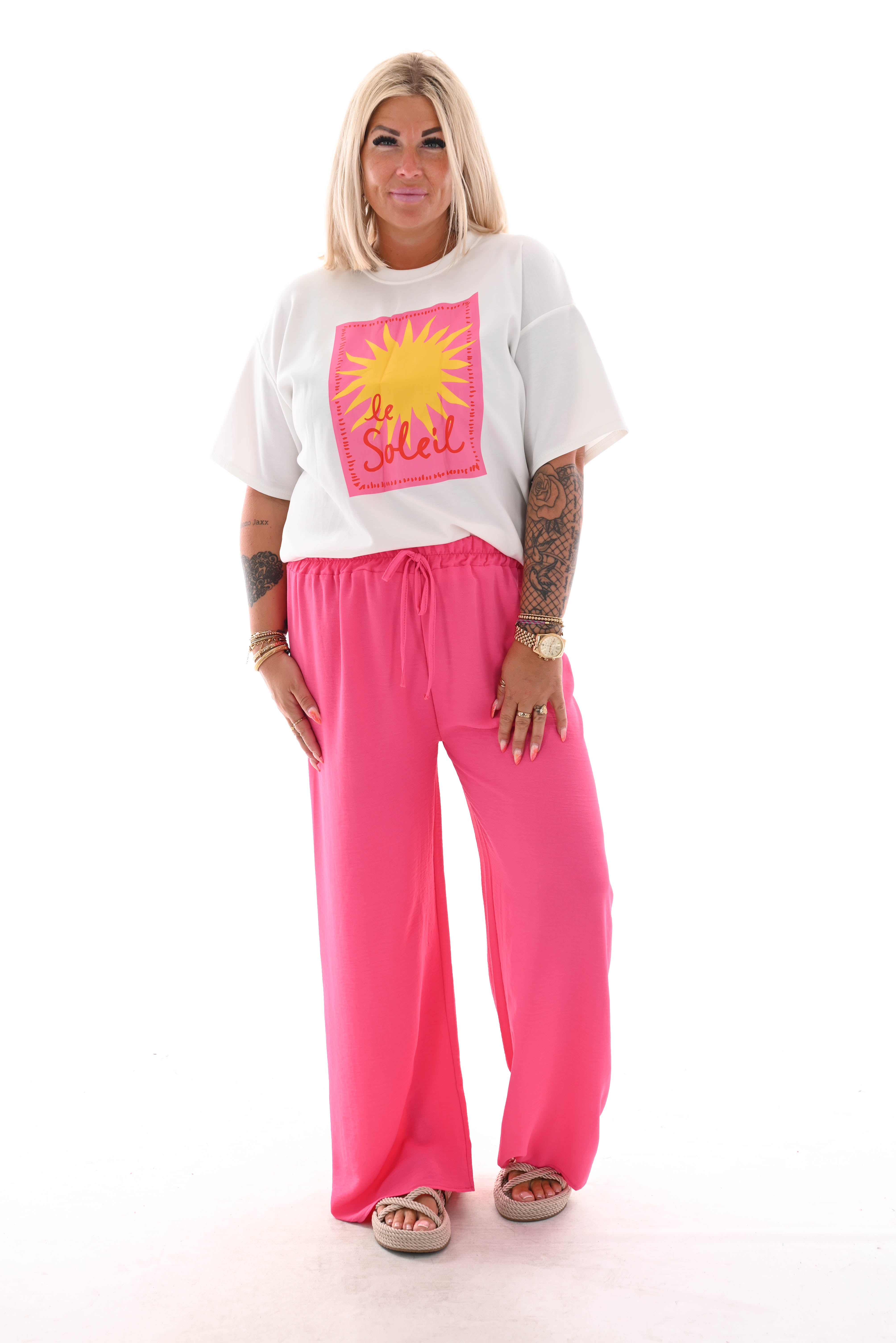 Wijde broek uni fuchsia
