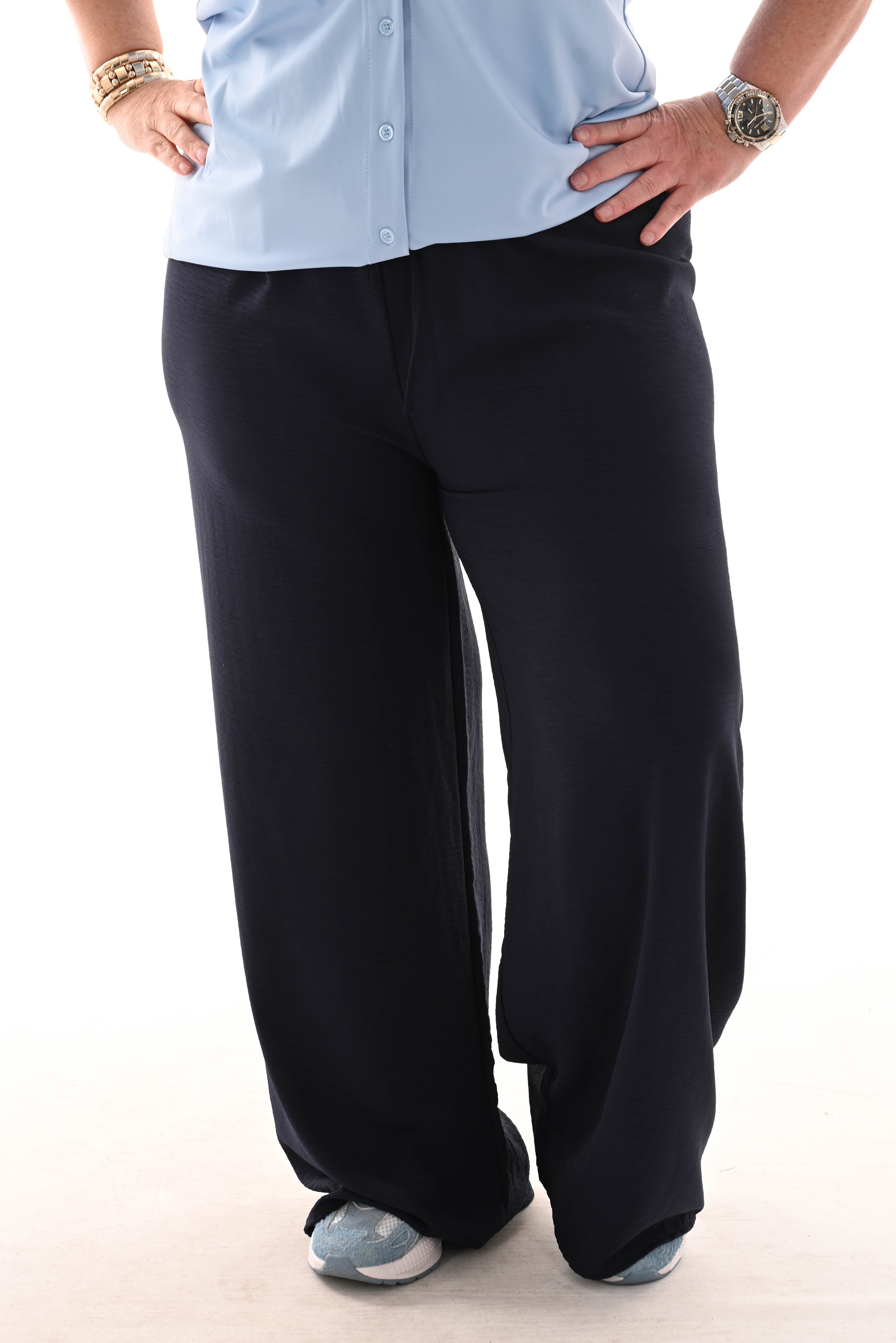 Wijde broek uni marineblauw