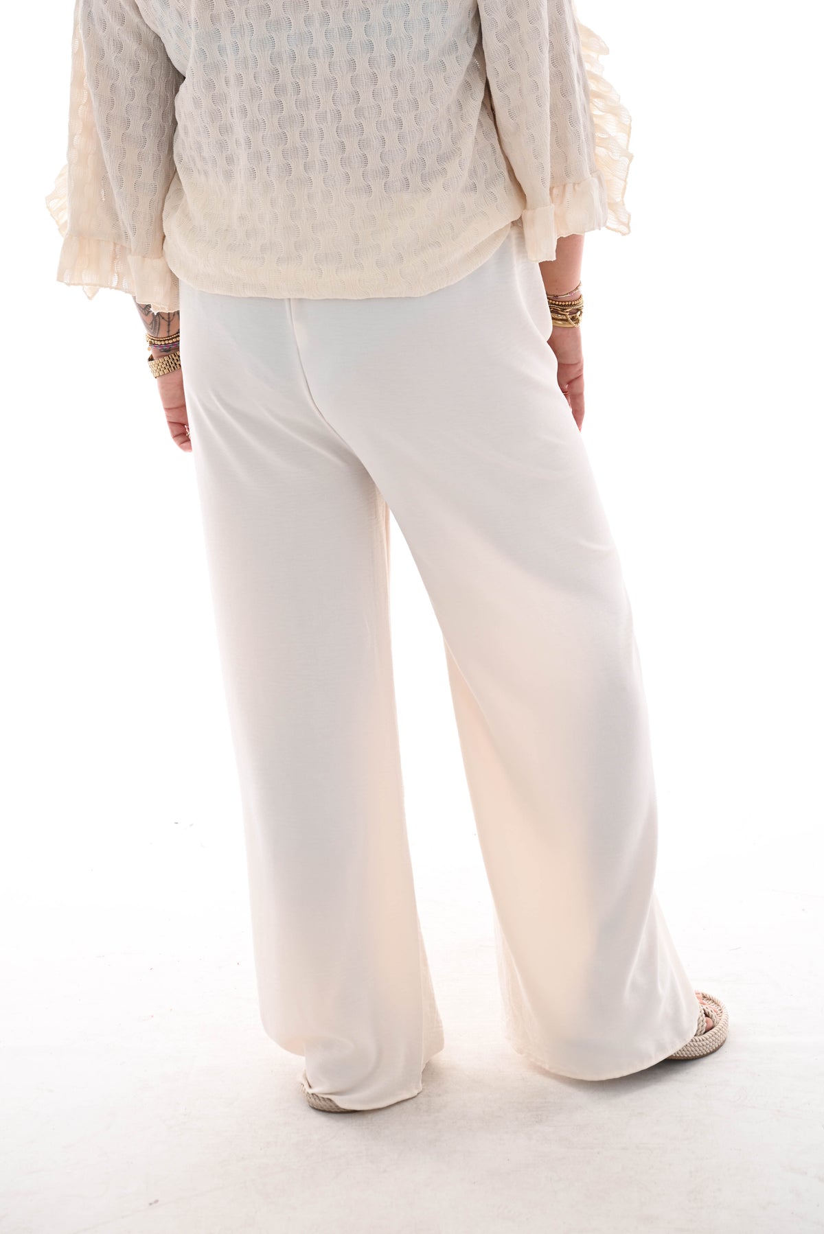 Wijde broek uni creme