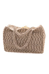 Geweven strandtas creme/bruin