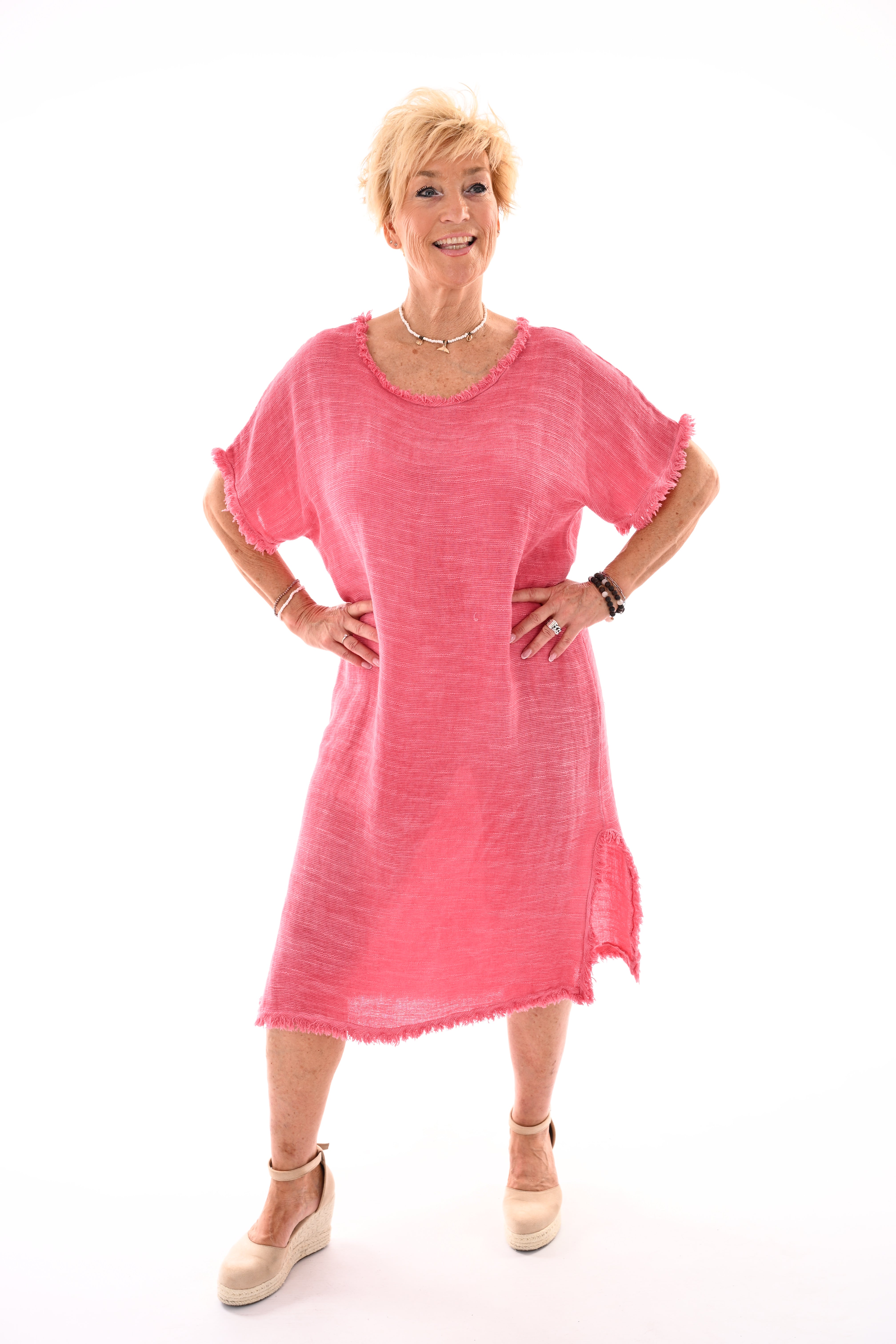Jurk rafel randen roze
