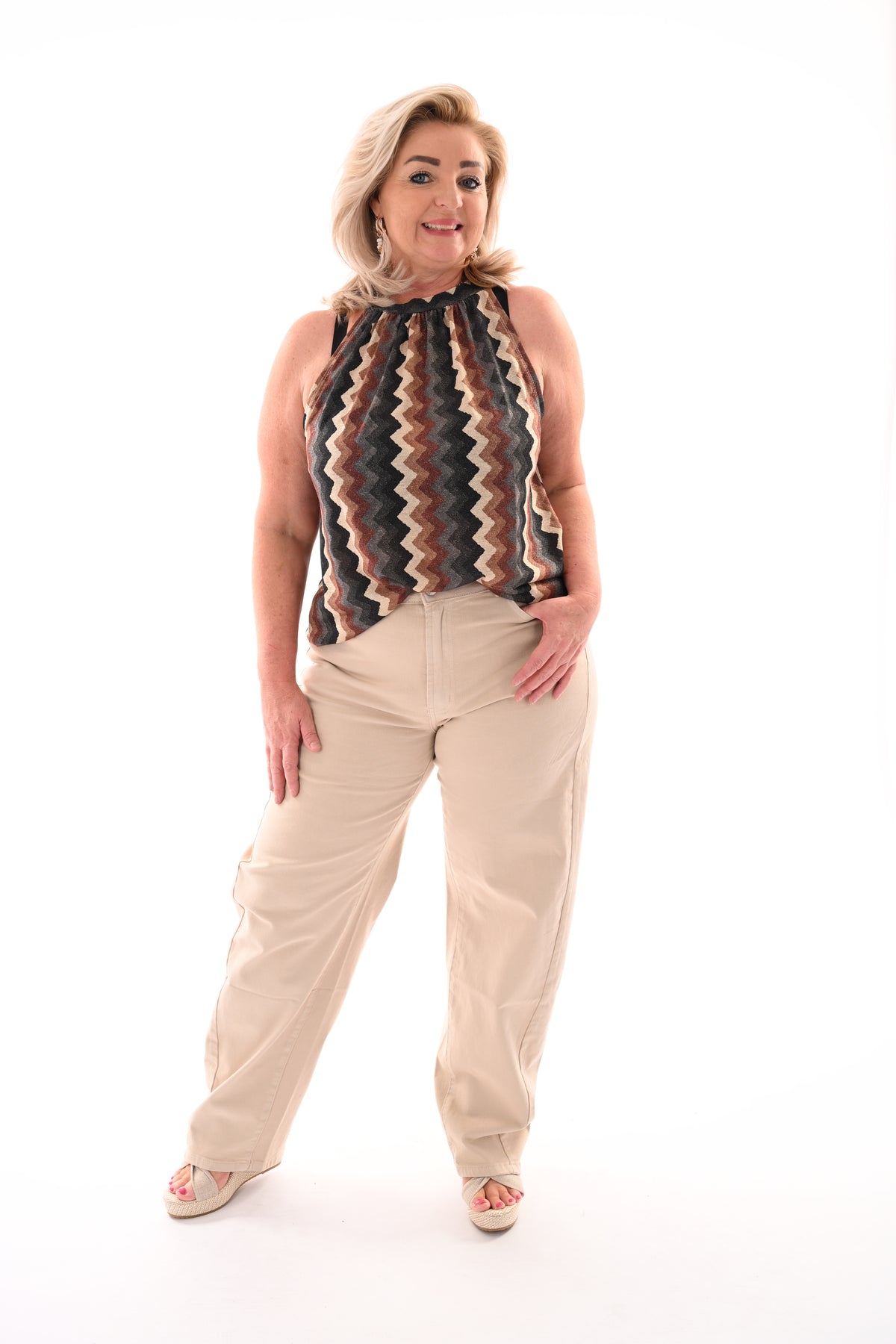Halter top zigzag glitters zwart