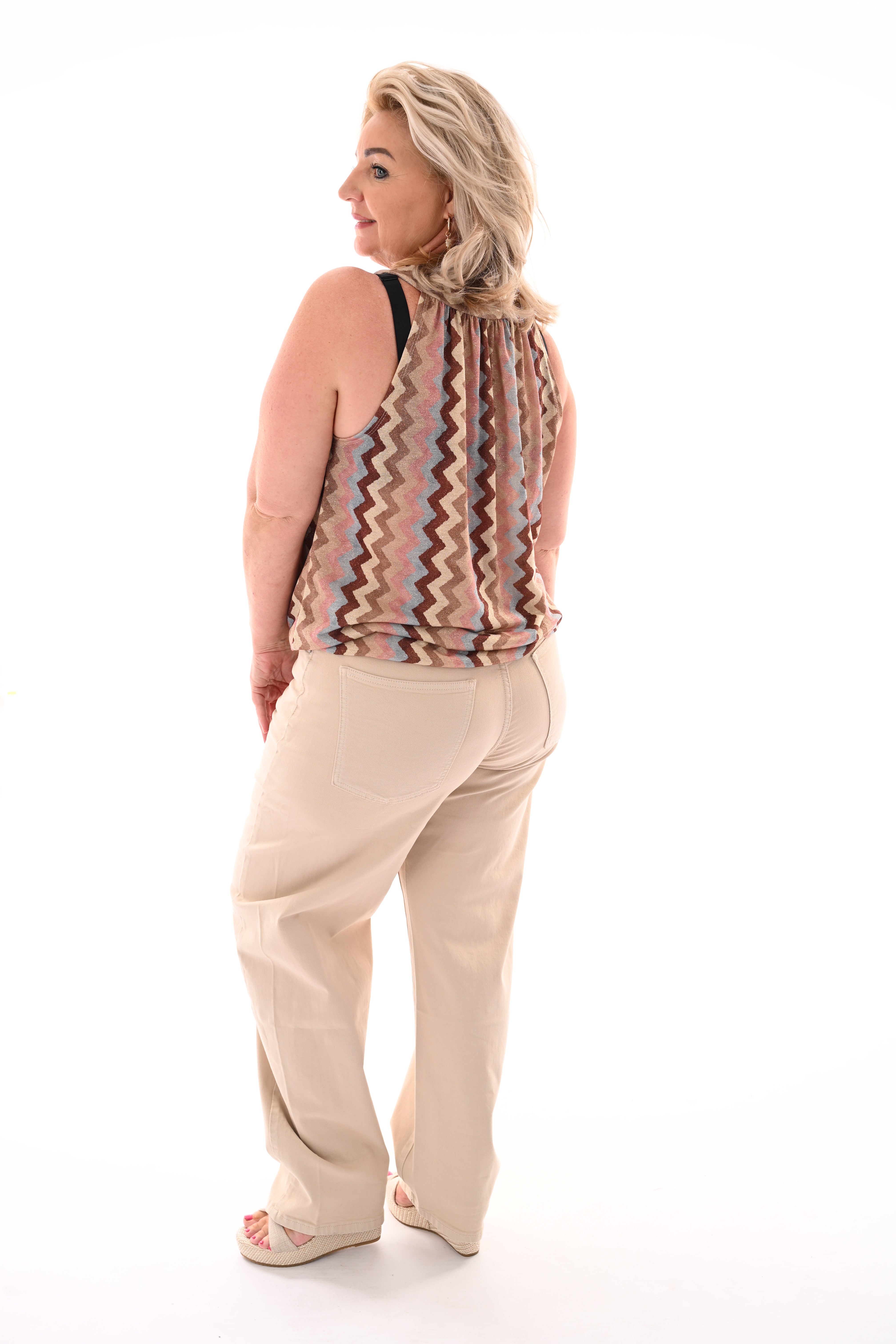 Halter top zigzag glitters beige