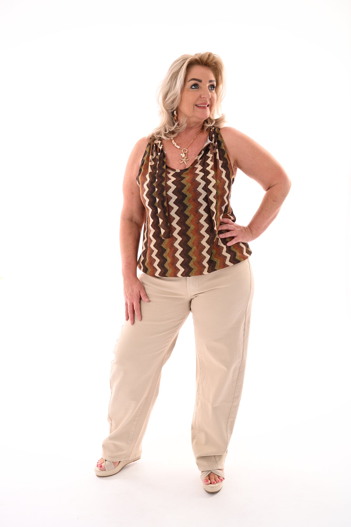 Halter top zigzag glitters bruin