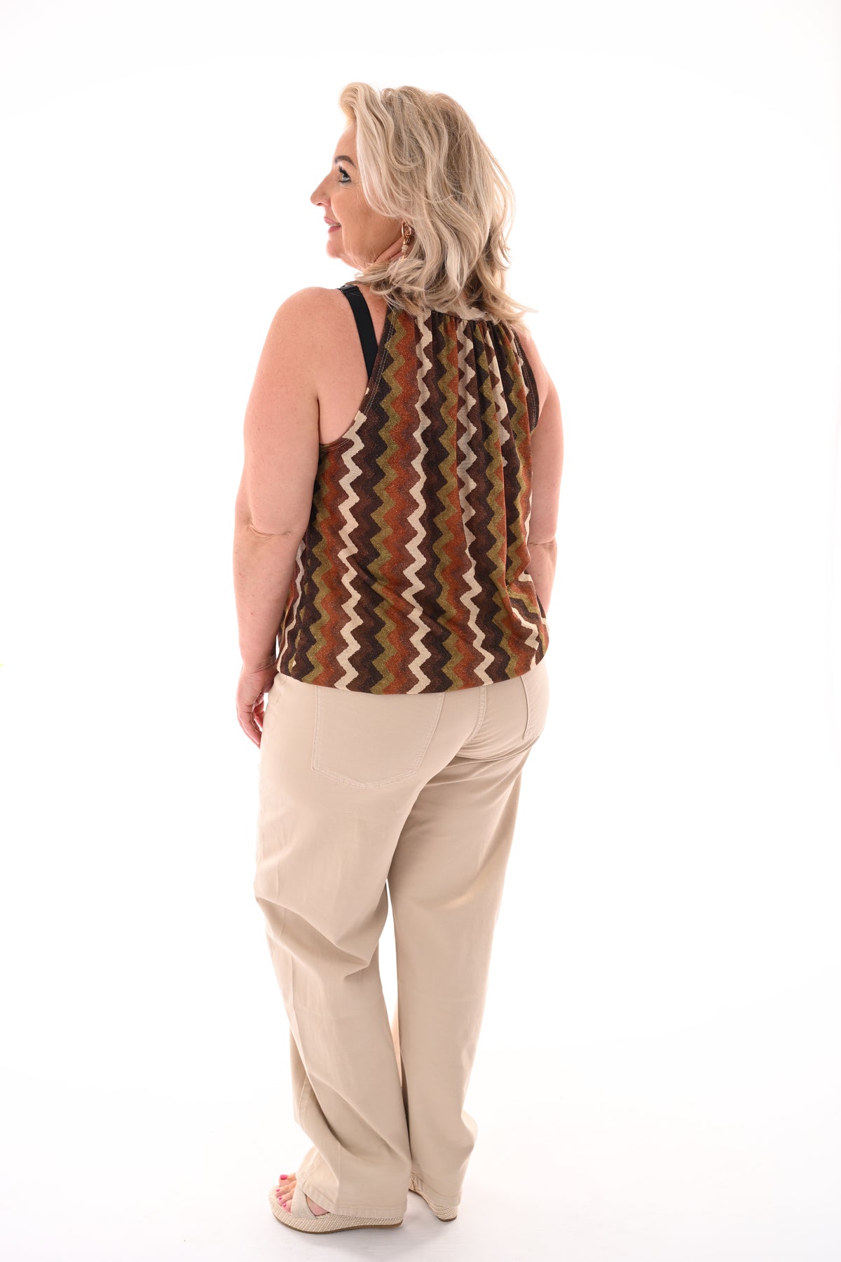 Halter top zigzag glitters bruin