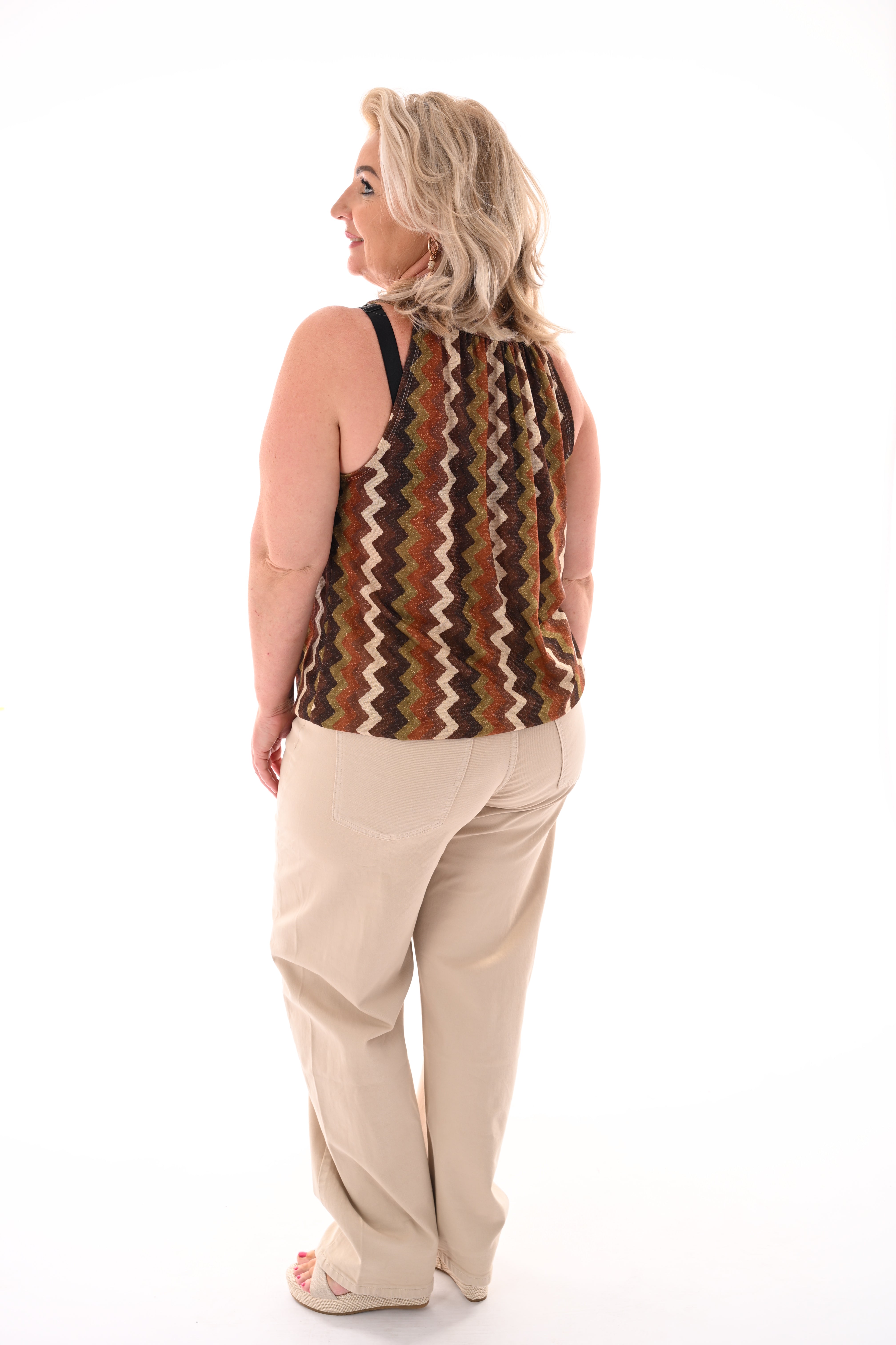 Halter top zigzag glitters bruin