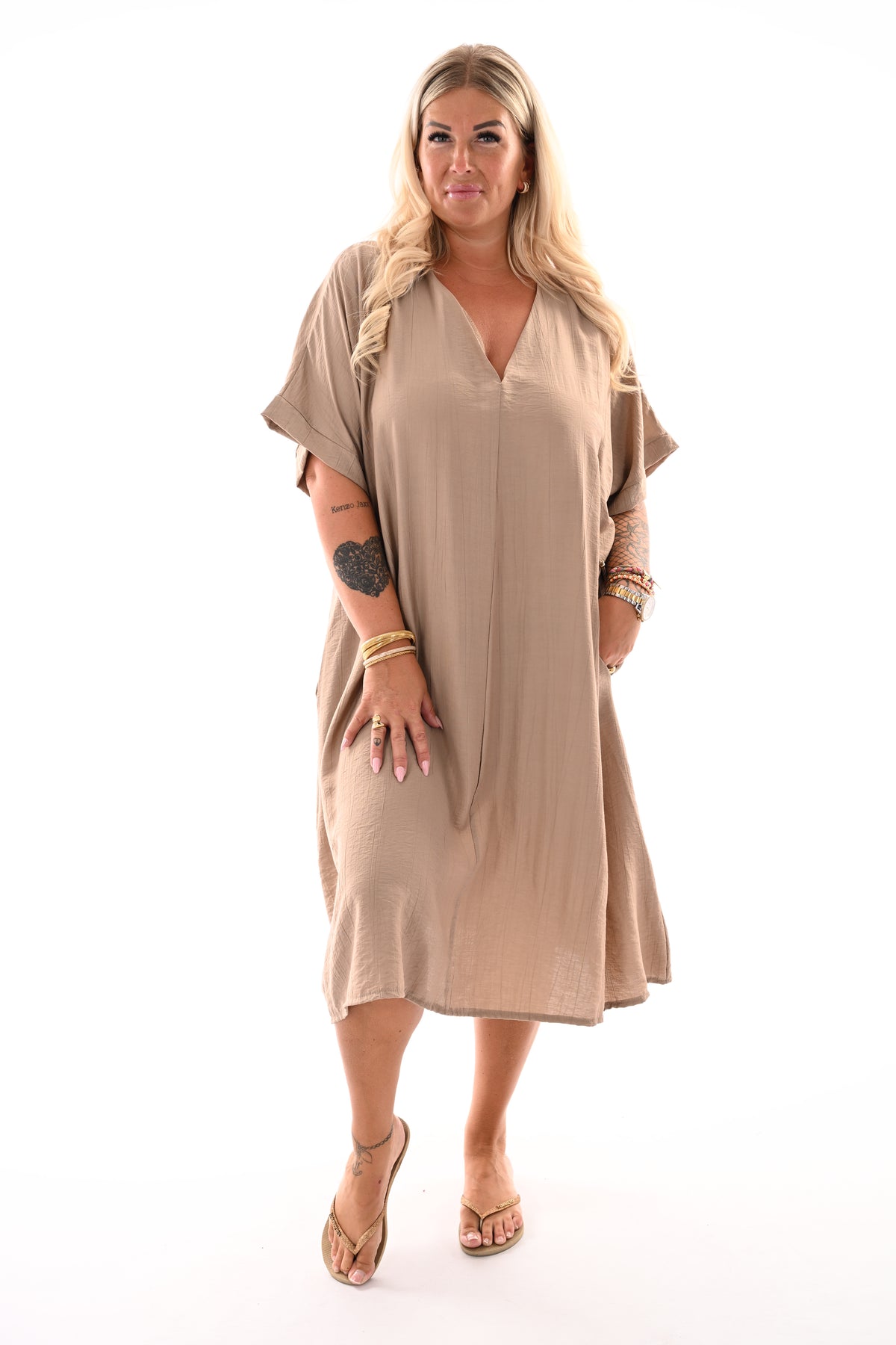 Tuniek v-hals uni camel