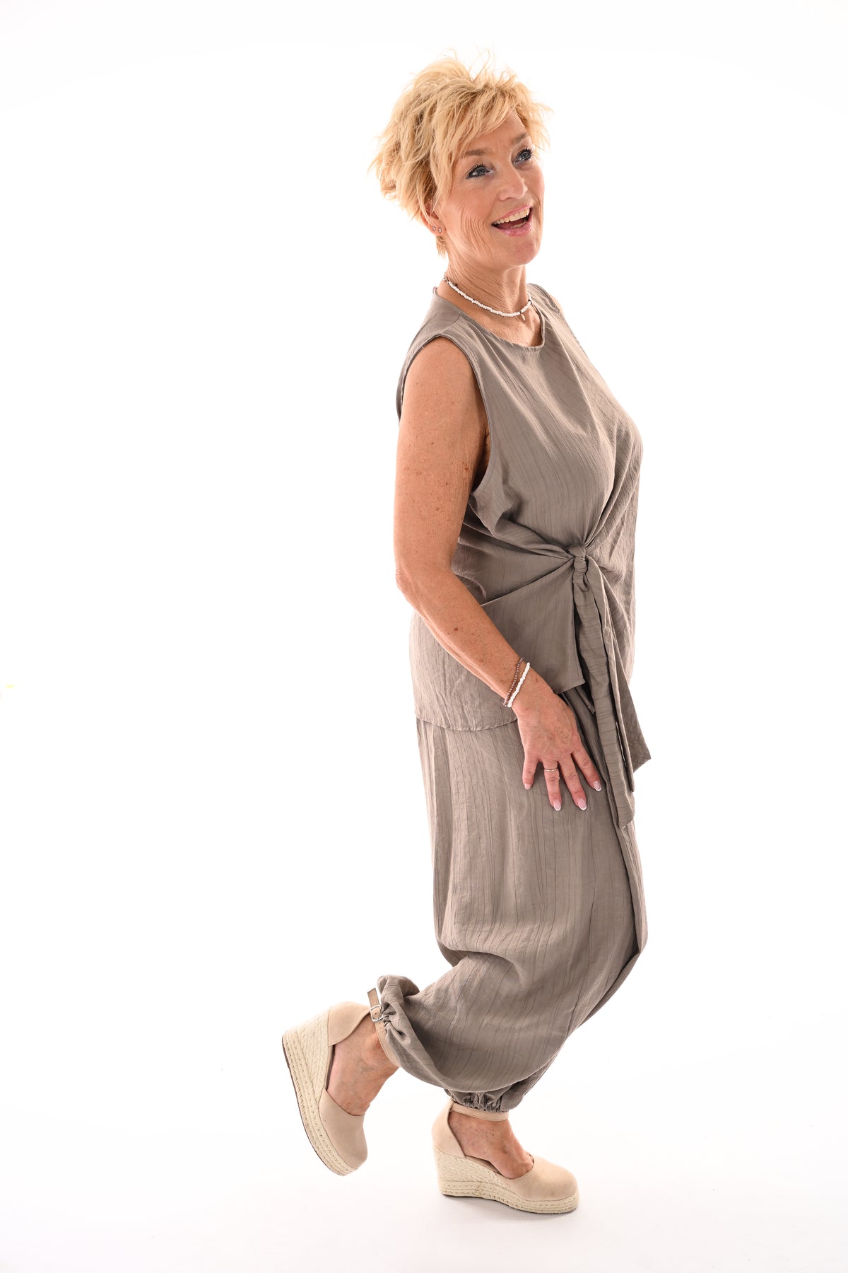 Tweedelig set ballon broek taupe