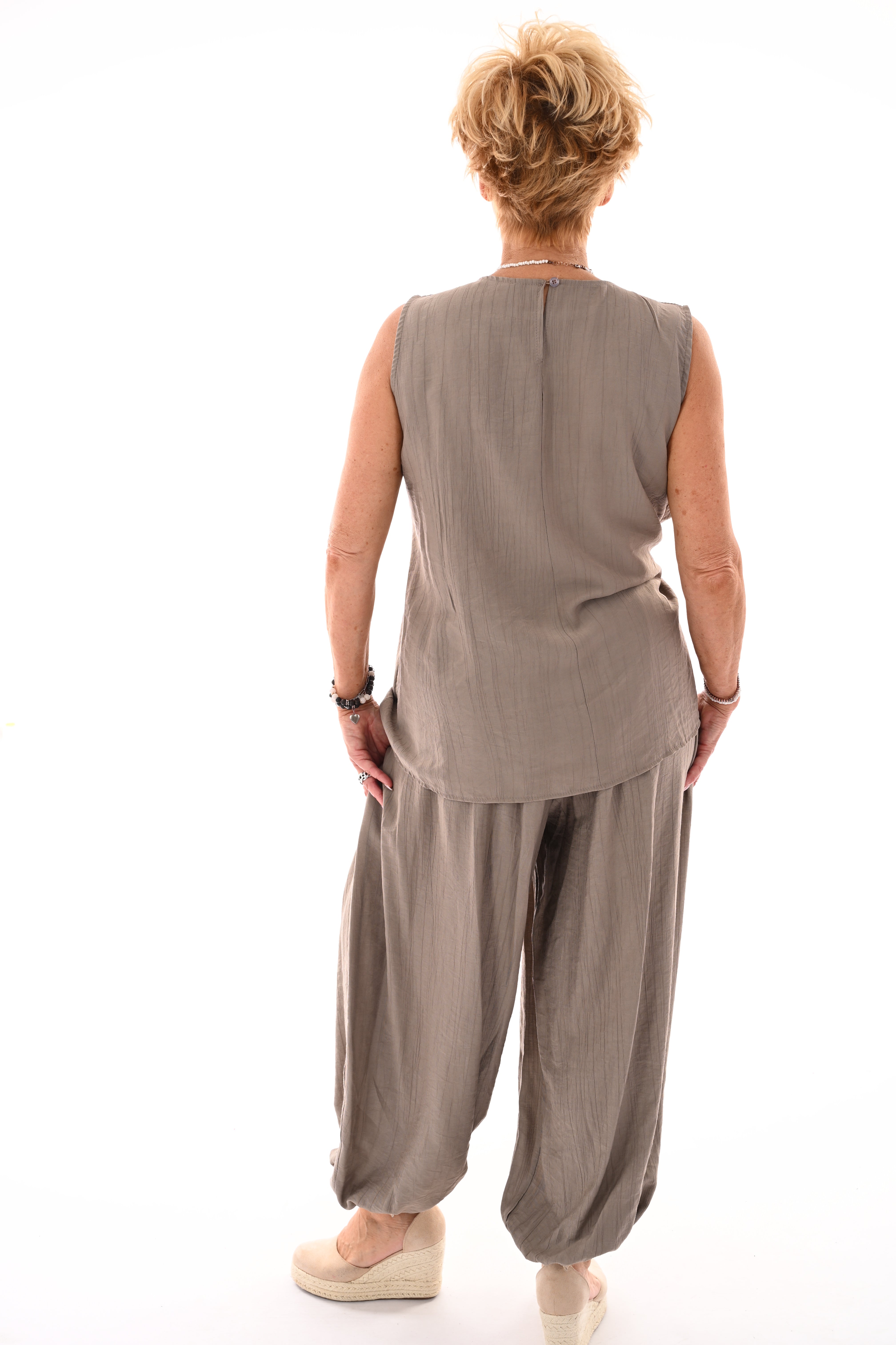 Tweedelig set ballon broek taupe