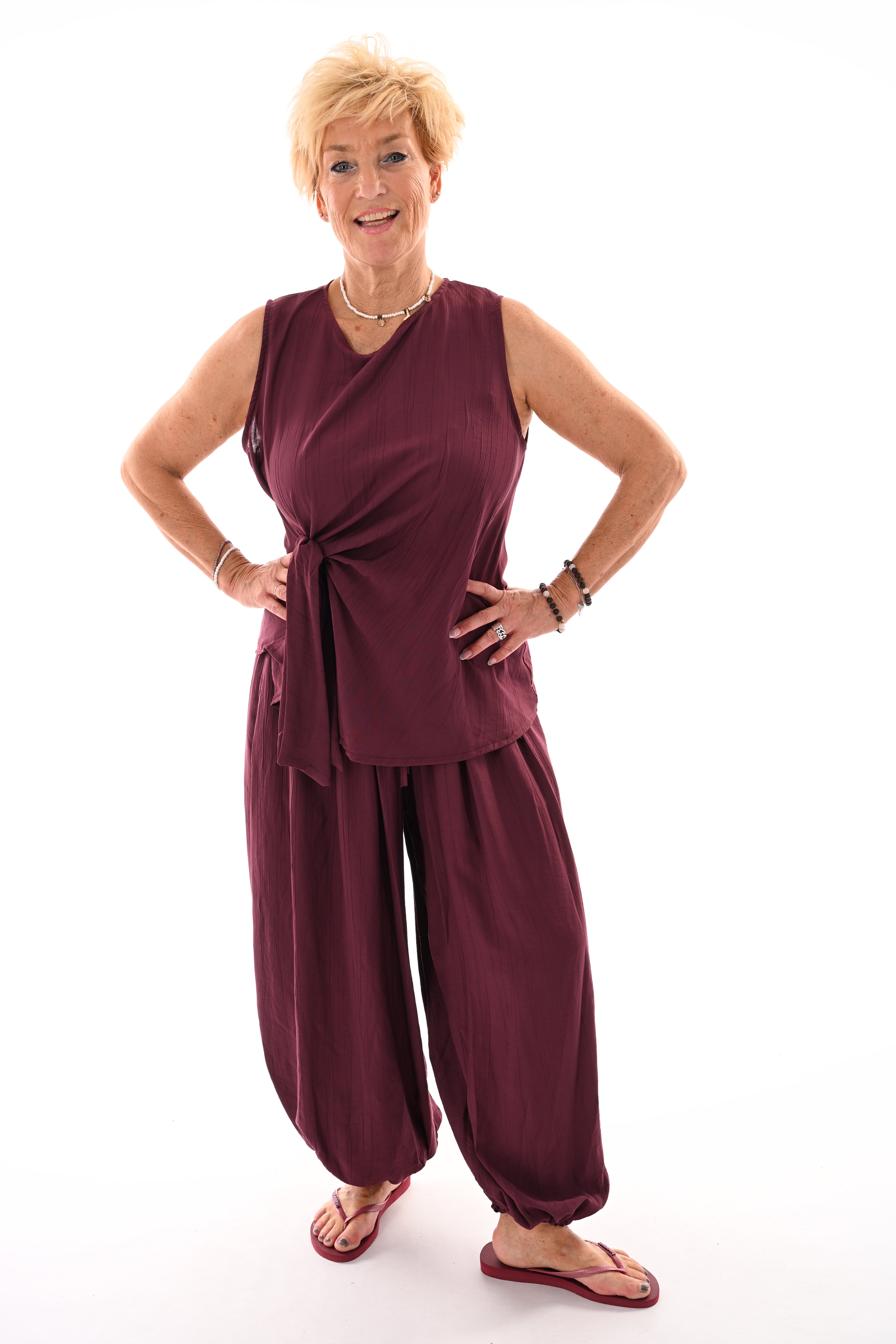 Tweedelig set ballon broek bordeaux