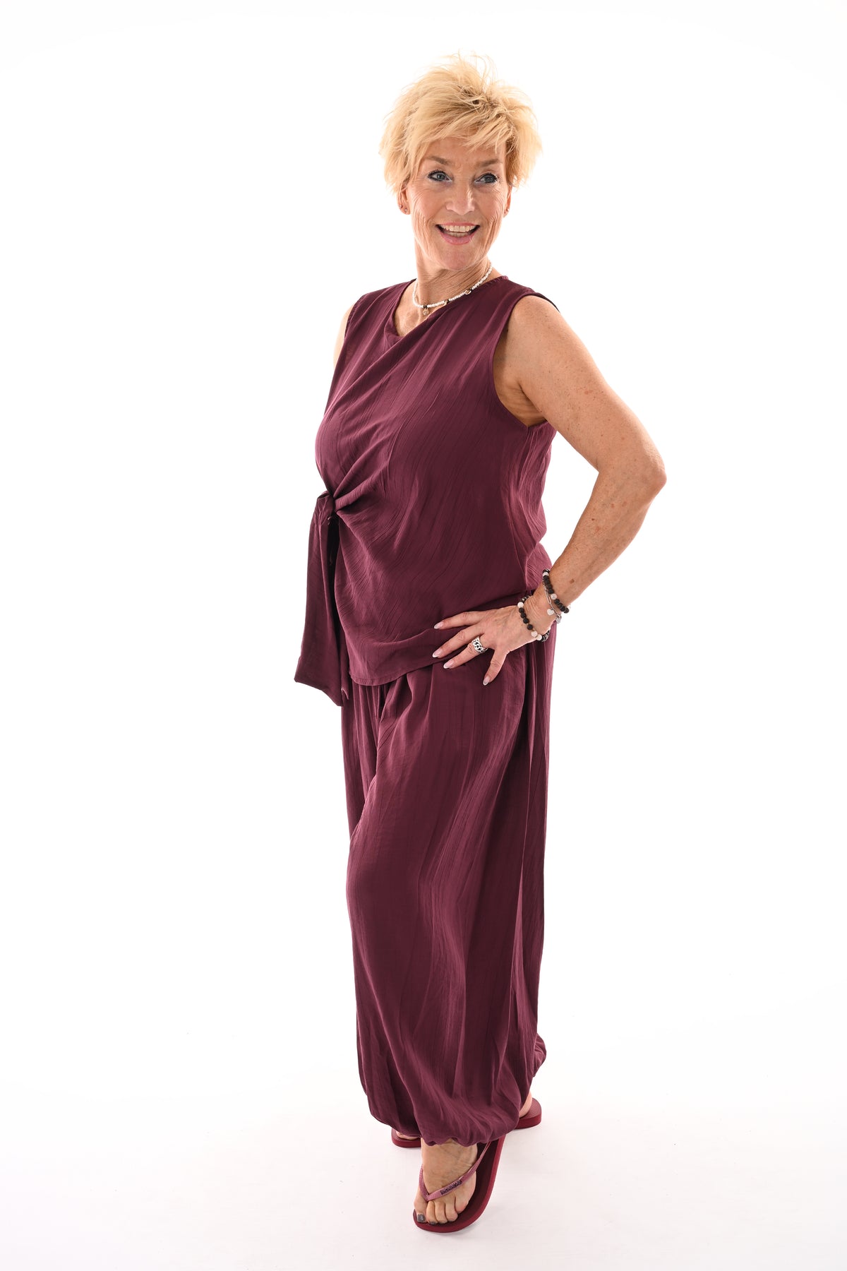 Tweedelig set ballon broek bordeaux