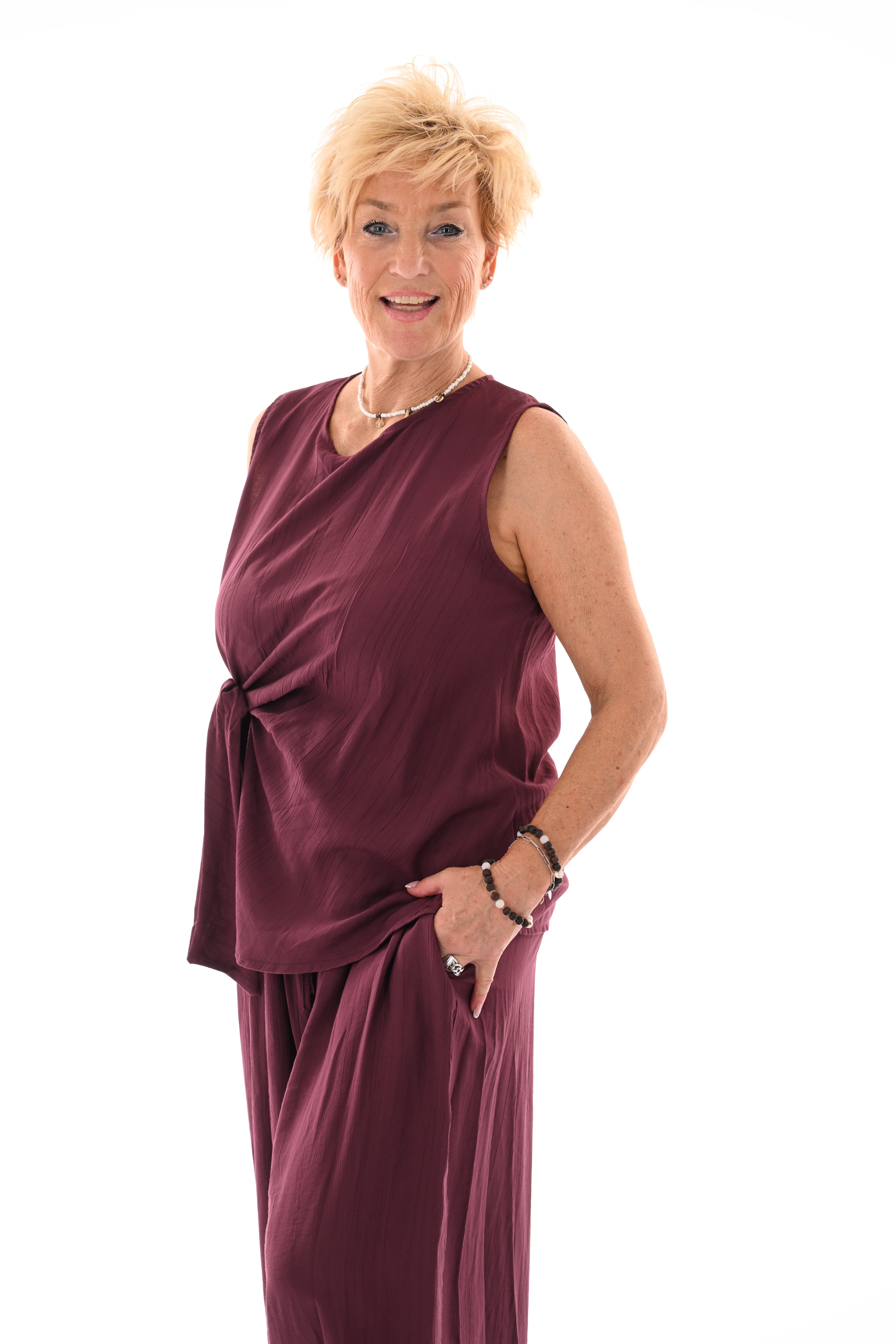 Tweedelig set ballon broek bordeaux
