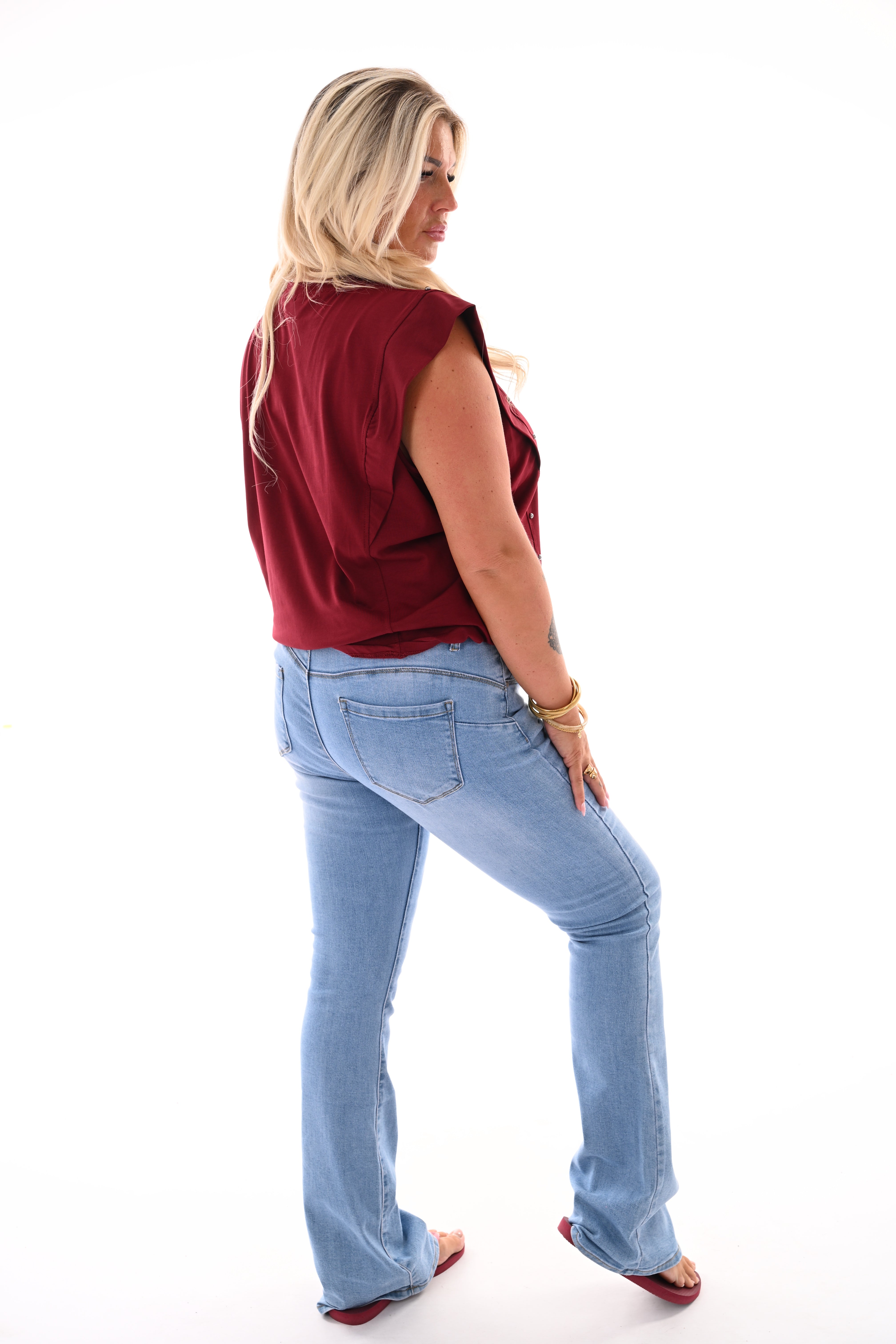 Top kapmouwen studs bordeaux