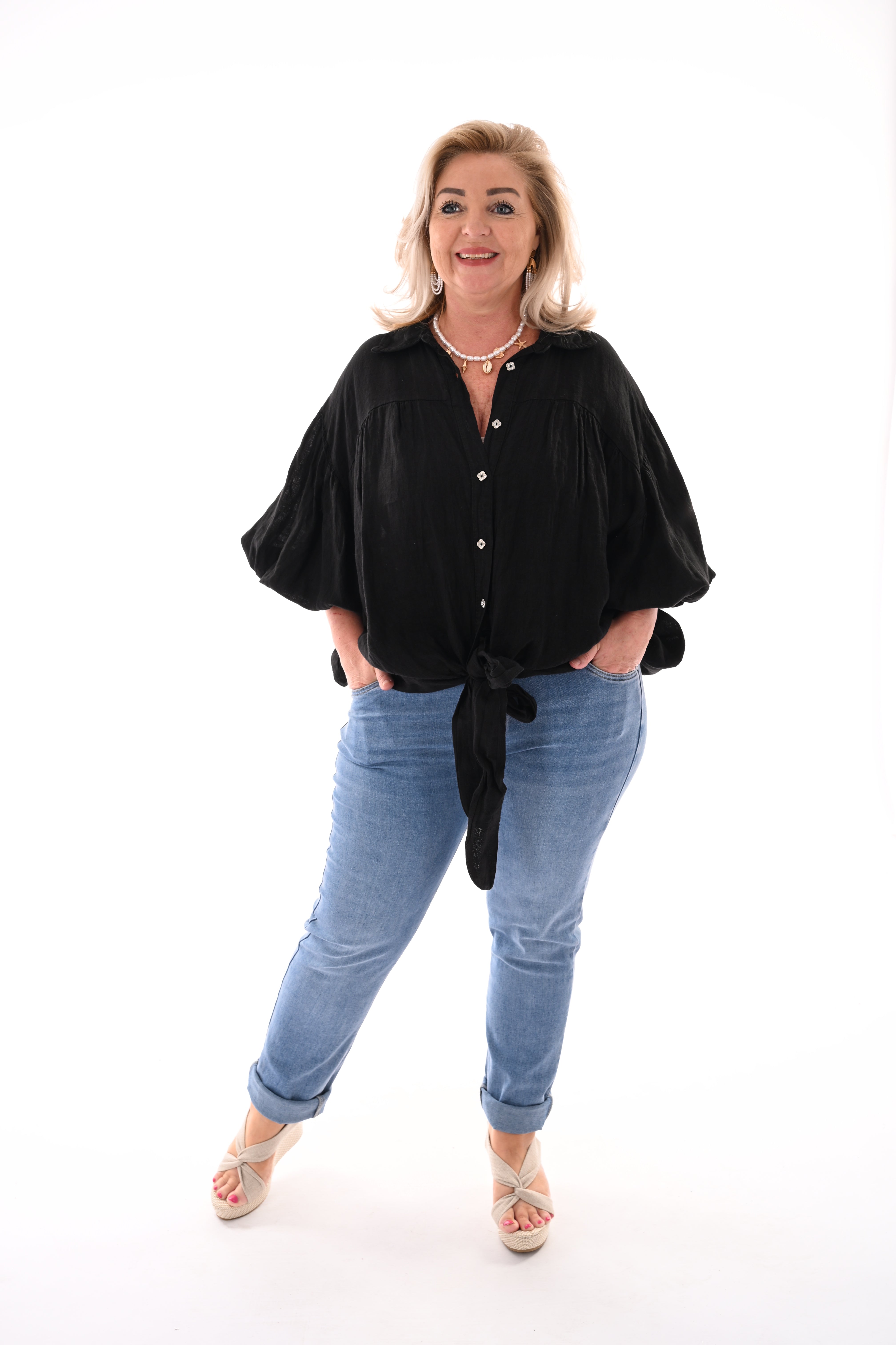 Blouse knoop detail zwart
