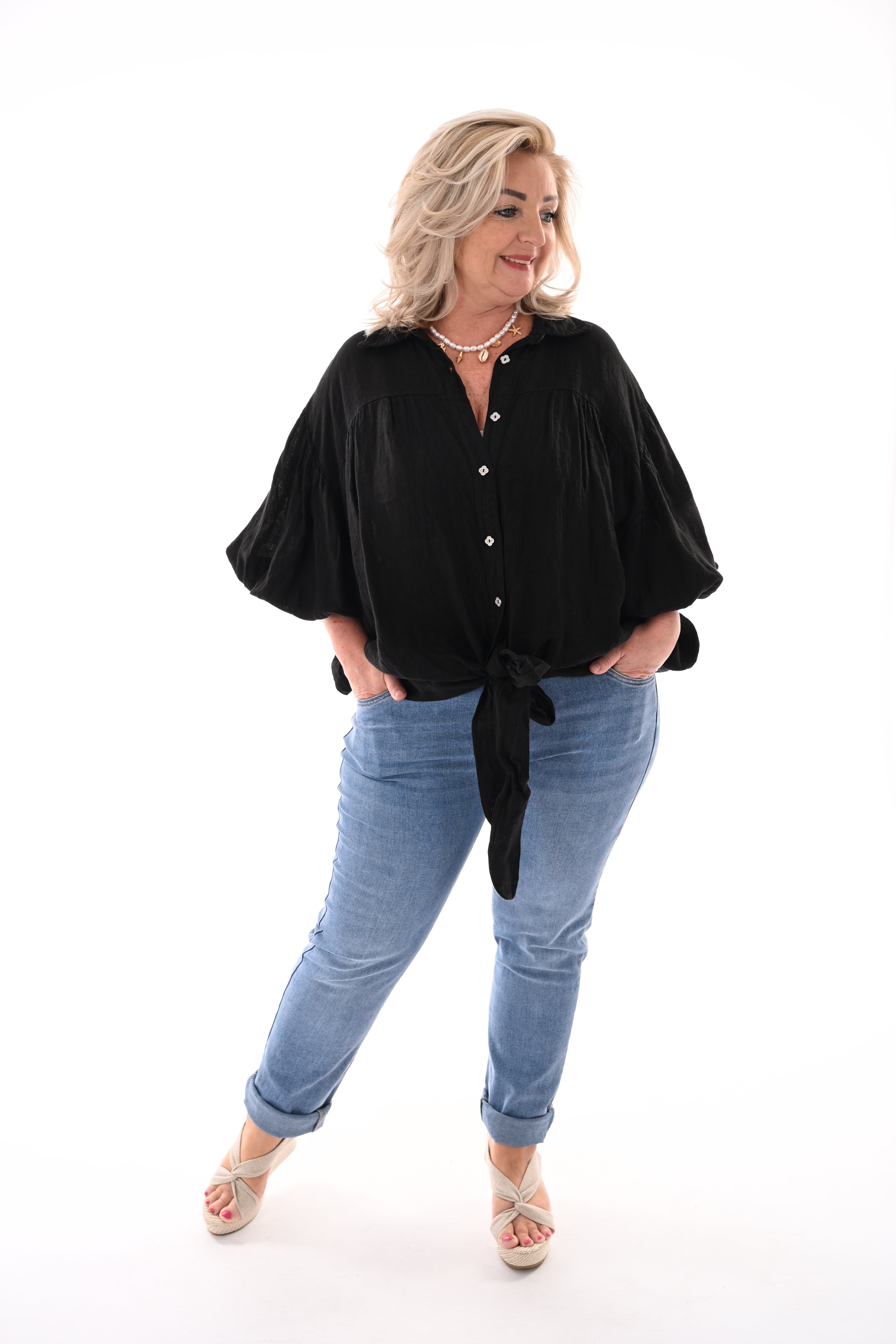 Blouse knoop detail zwart
