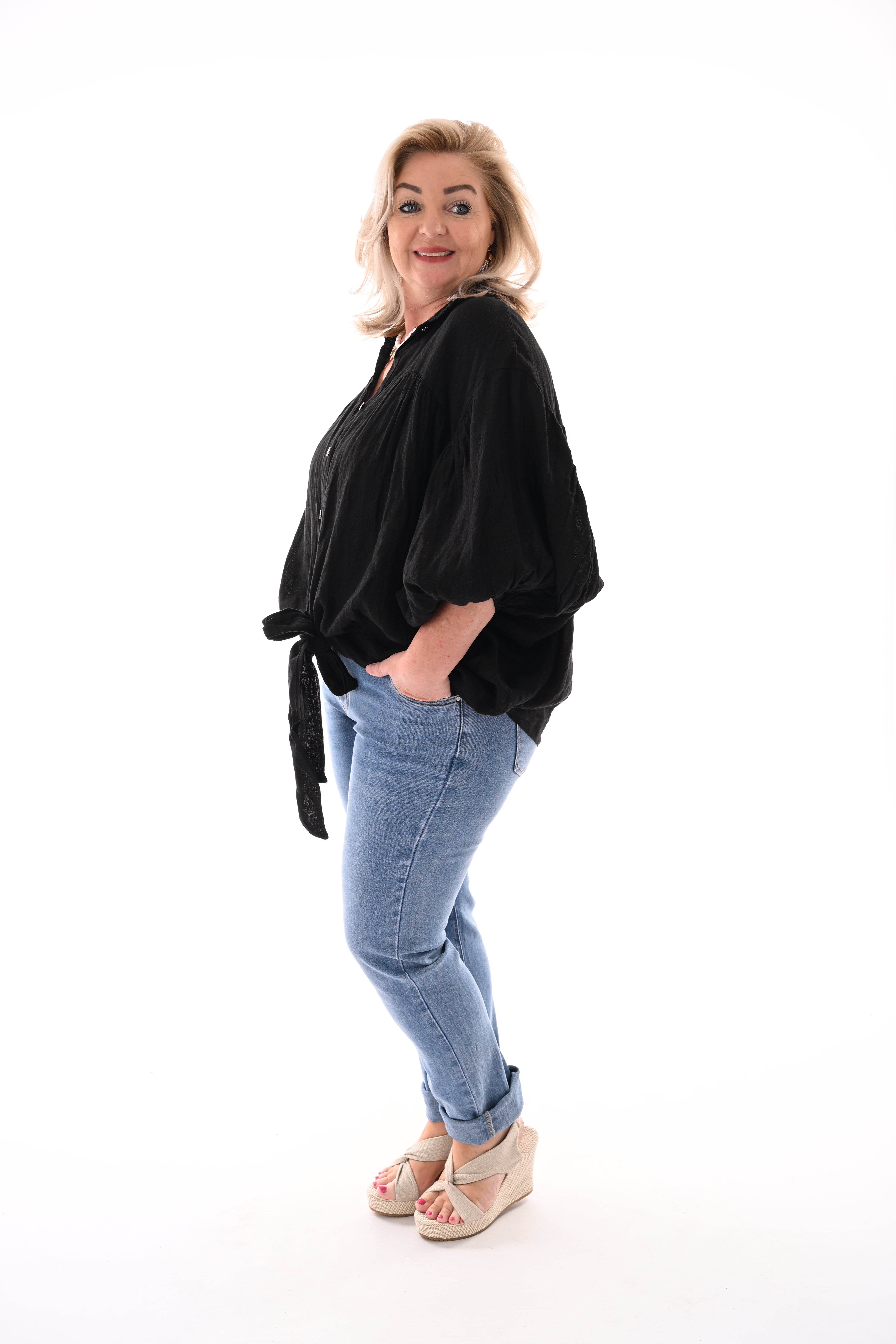 Blouse knoop detail zwart