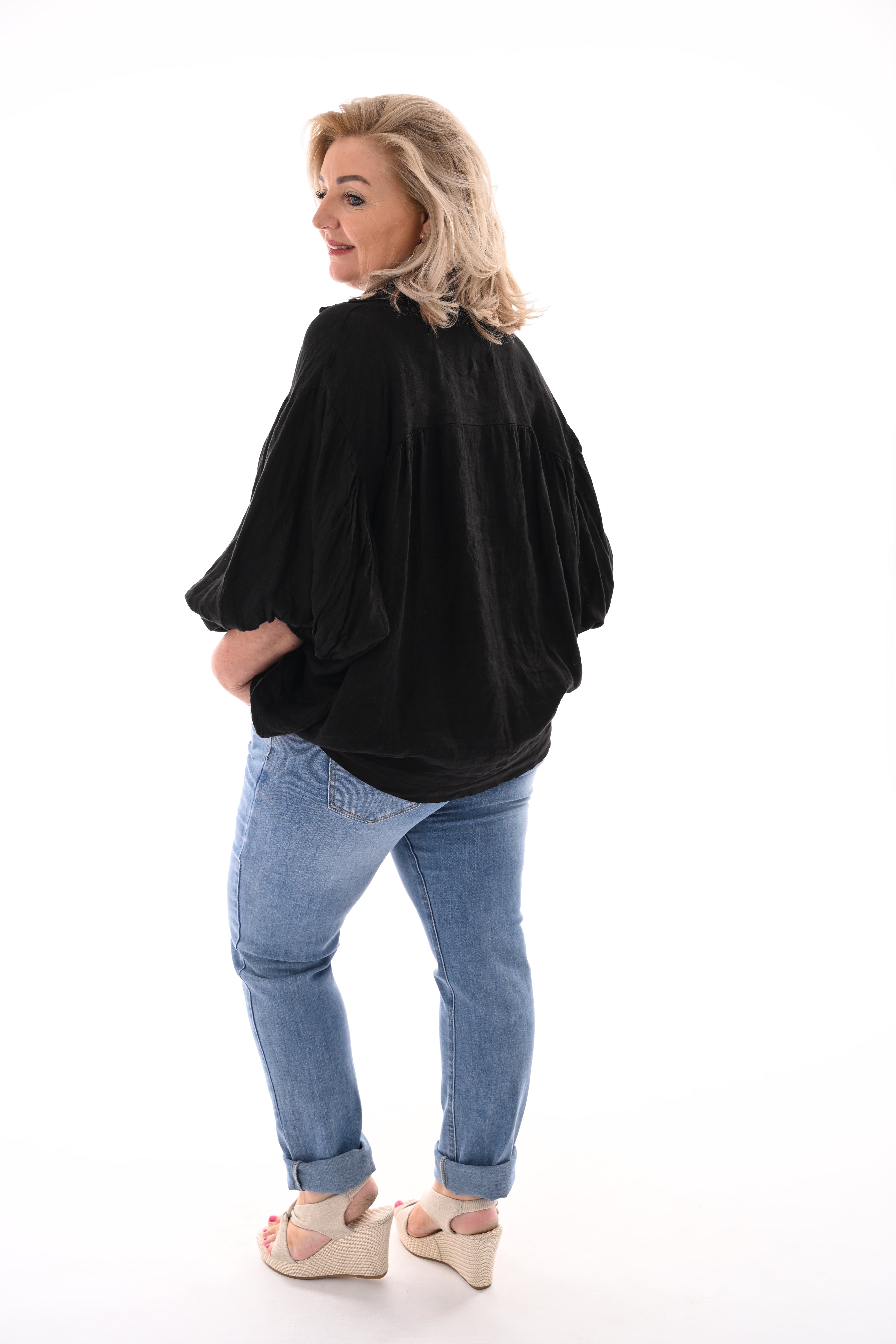 Blouse knoop detail zwart
