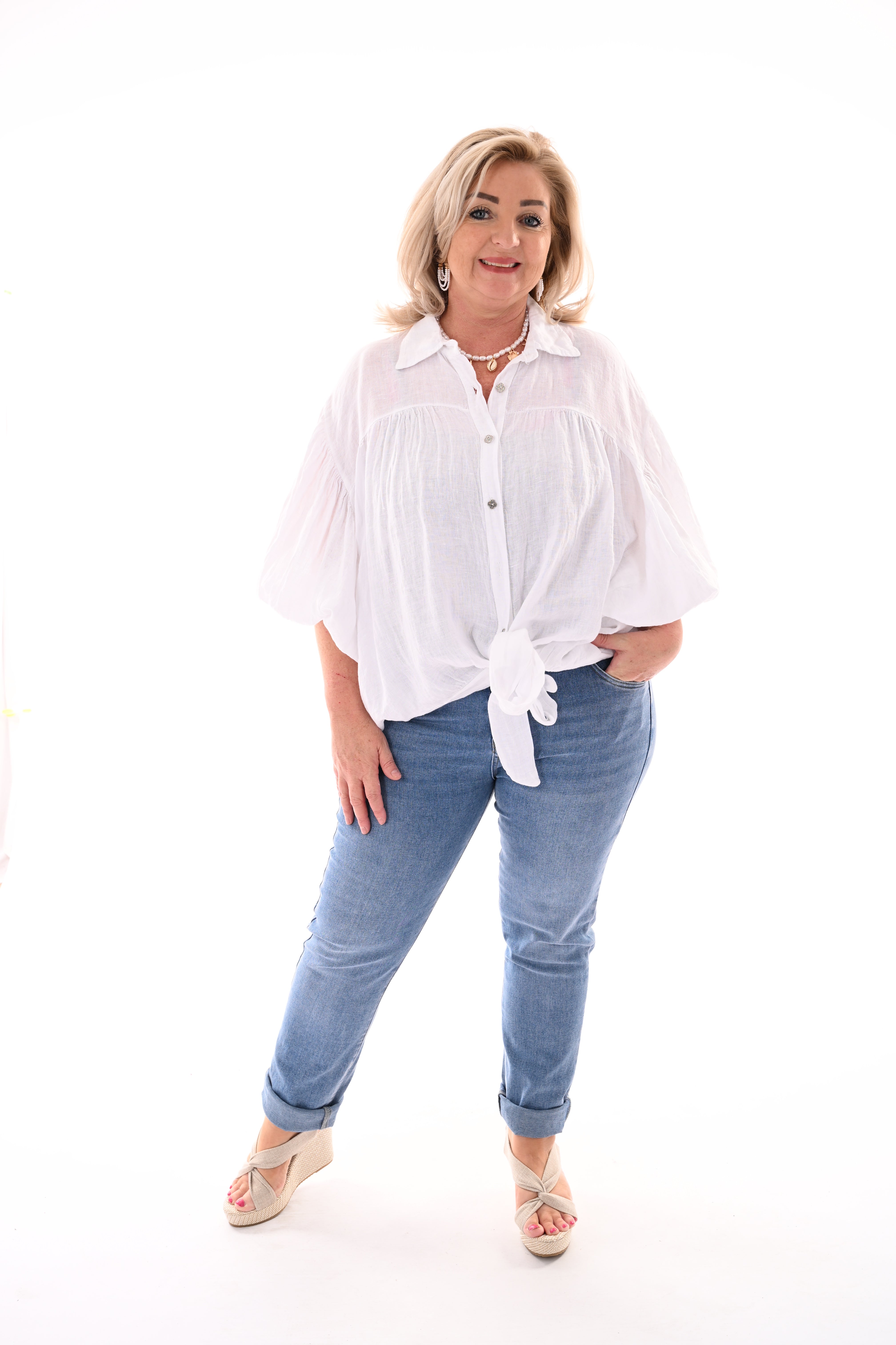 Blouse knoop detail wit