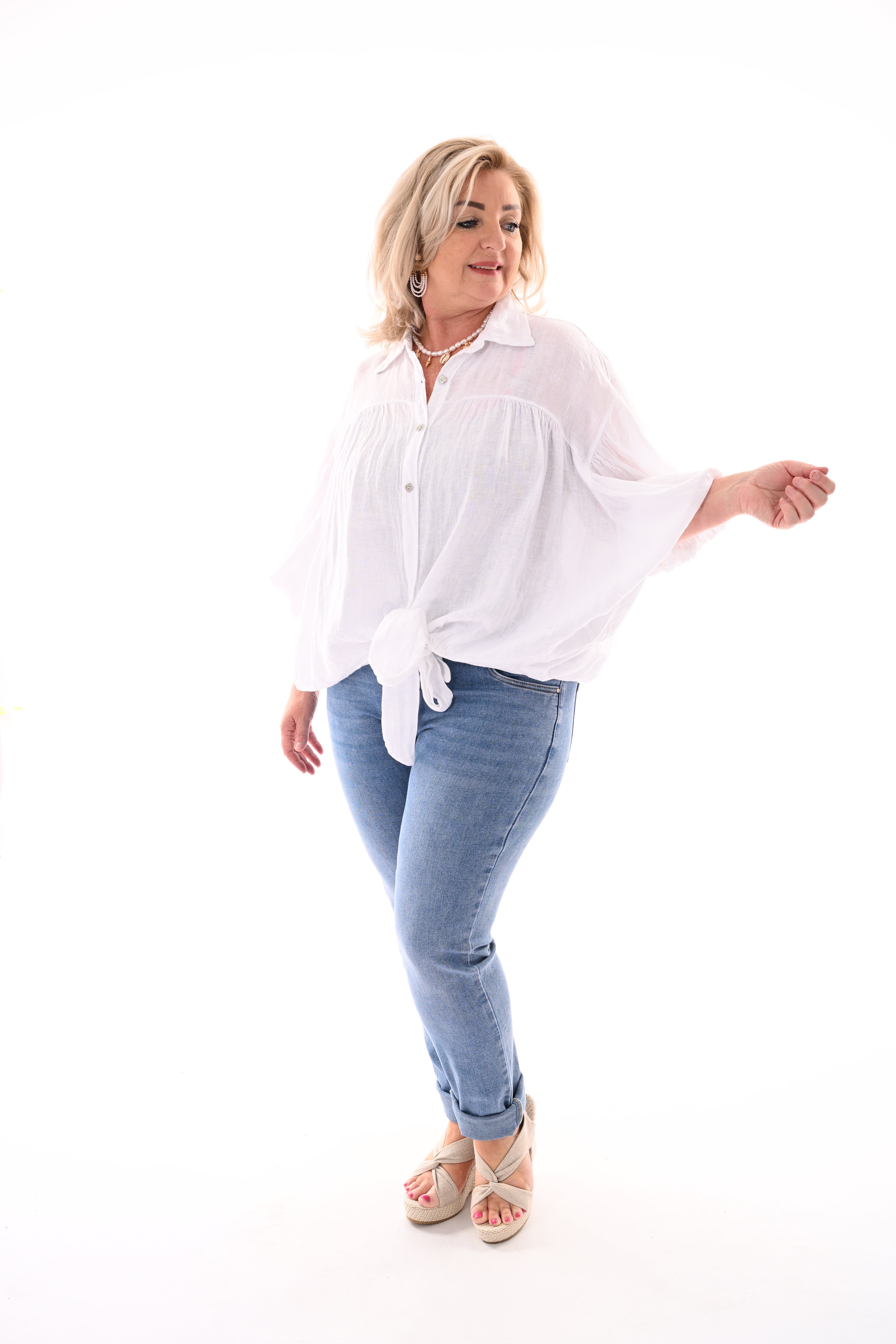 Blouse knoop detail wit