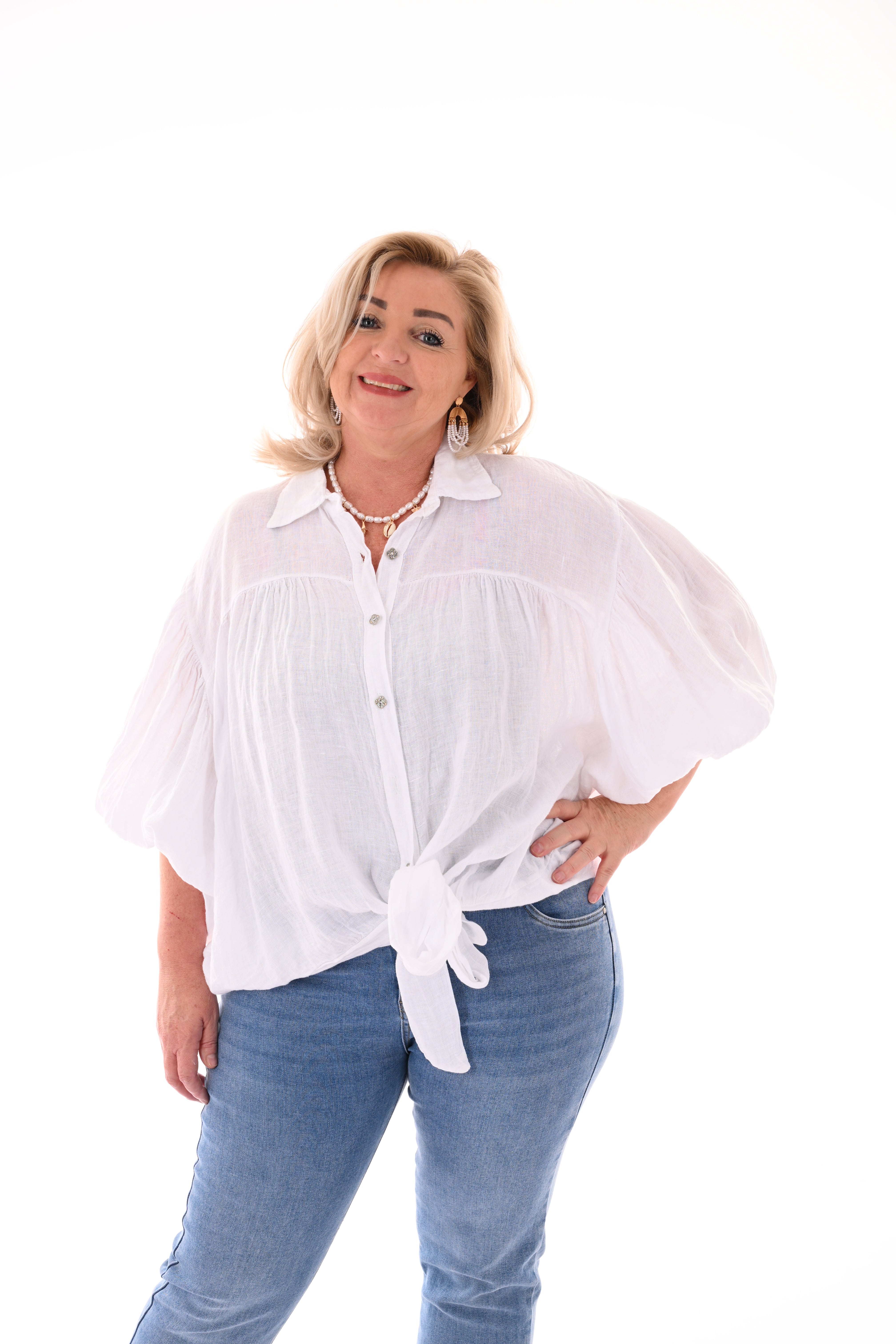 Blouse knoop detail wit