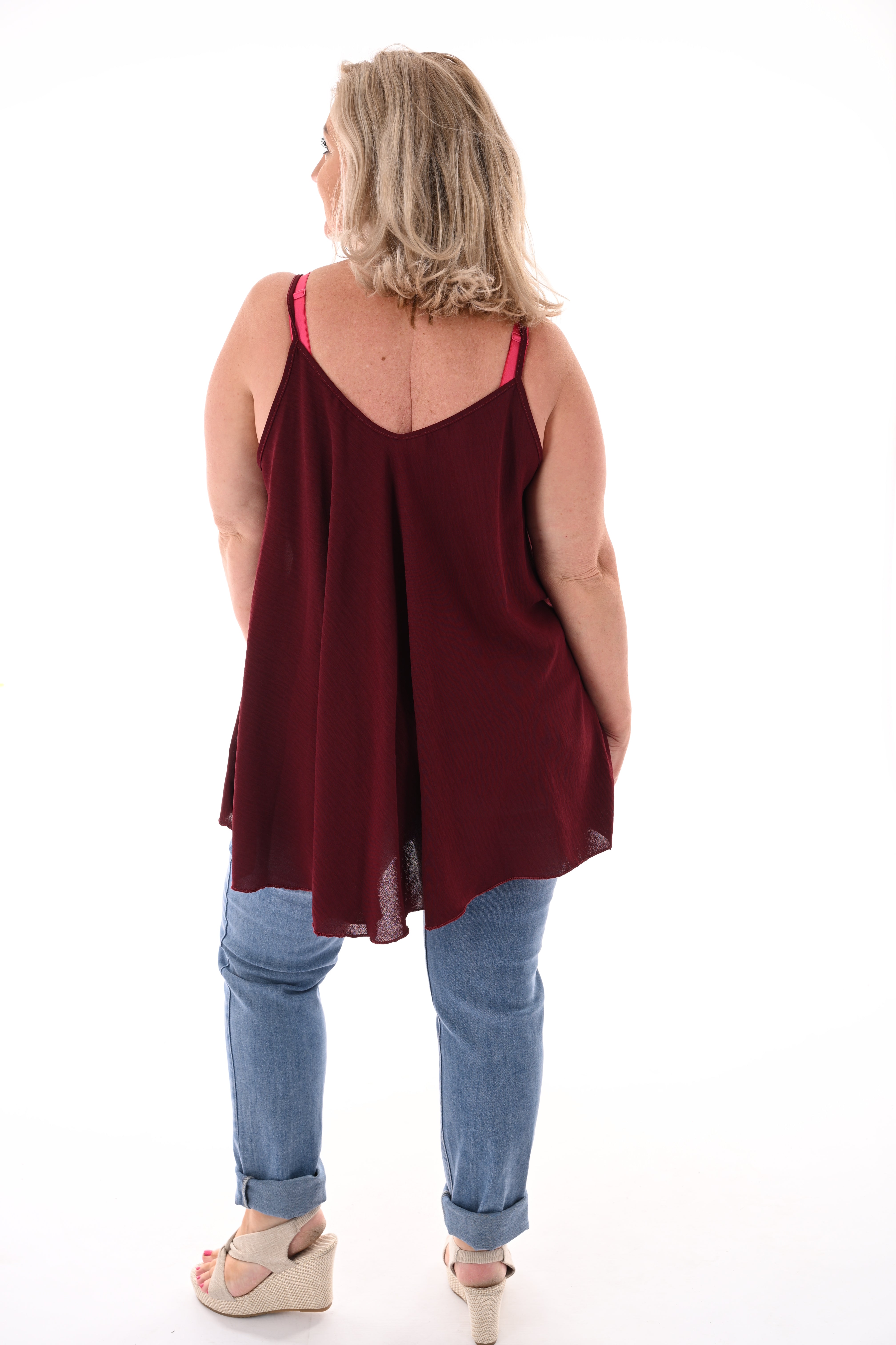 Basic hemdje v-hals bordeaux