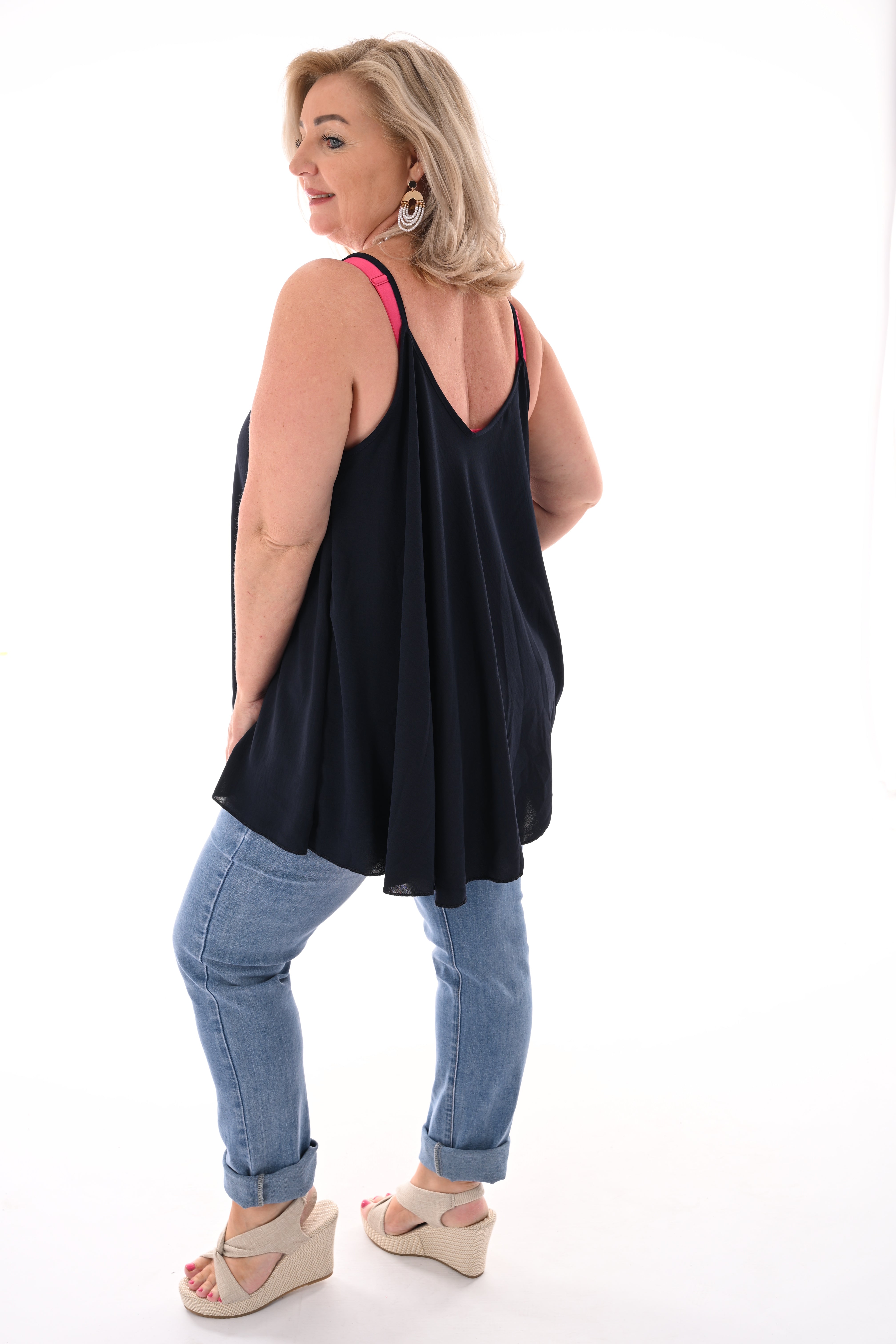Basic hemdje v-hals marineblauw