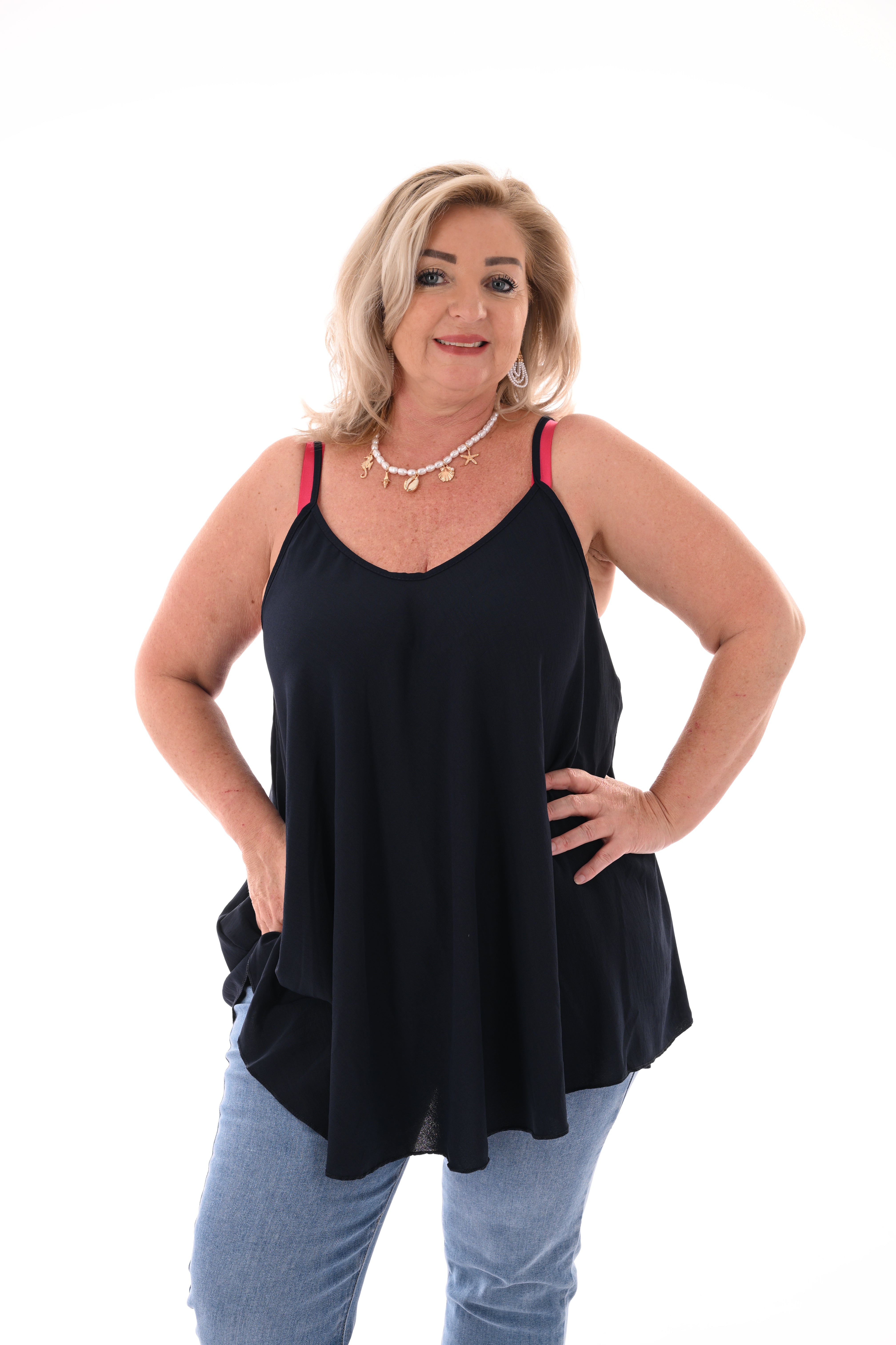 Basic hemdje v-hals marineblauw
