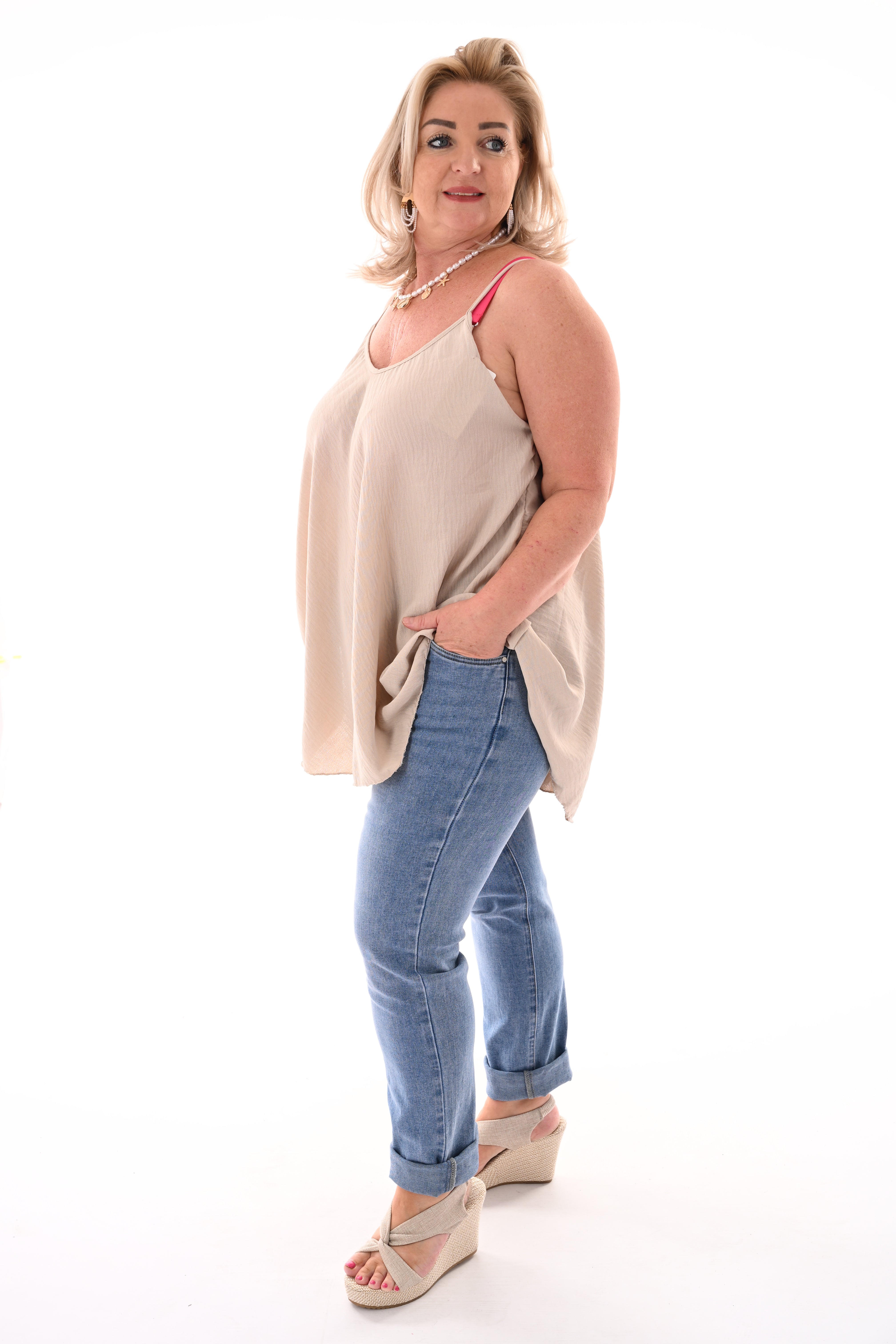 Basic hemdje v-hals beige