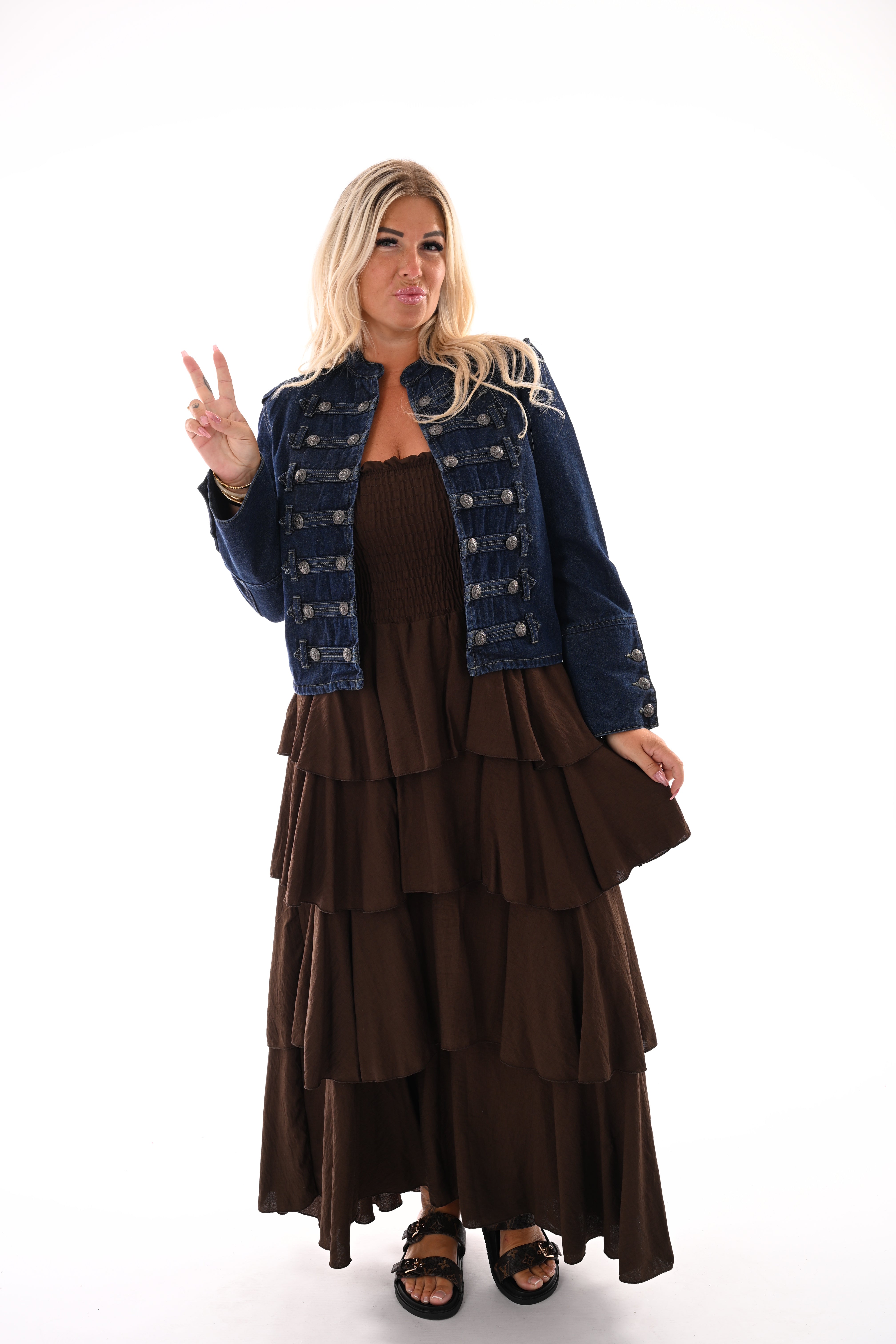 Kort jasje met knoop detail blauw
