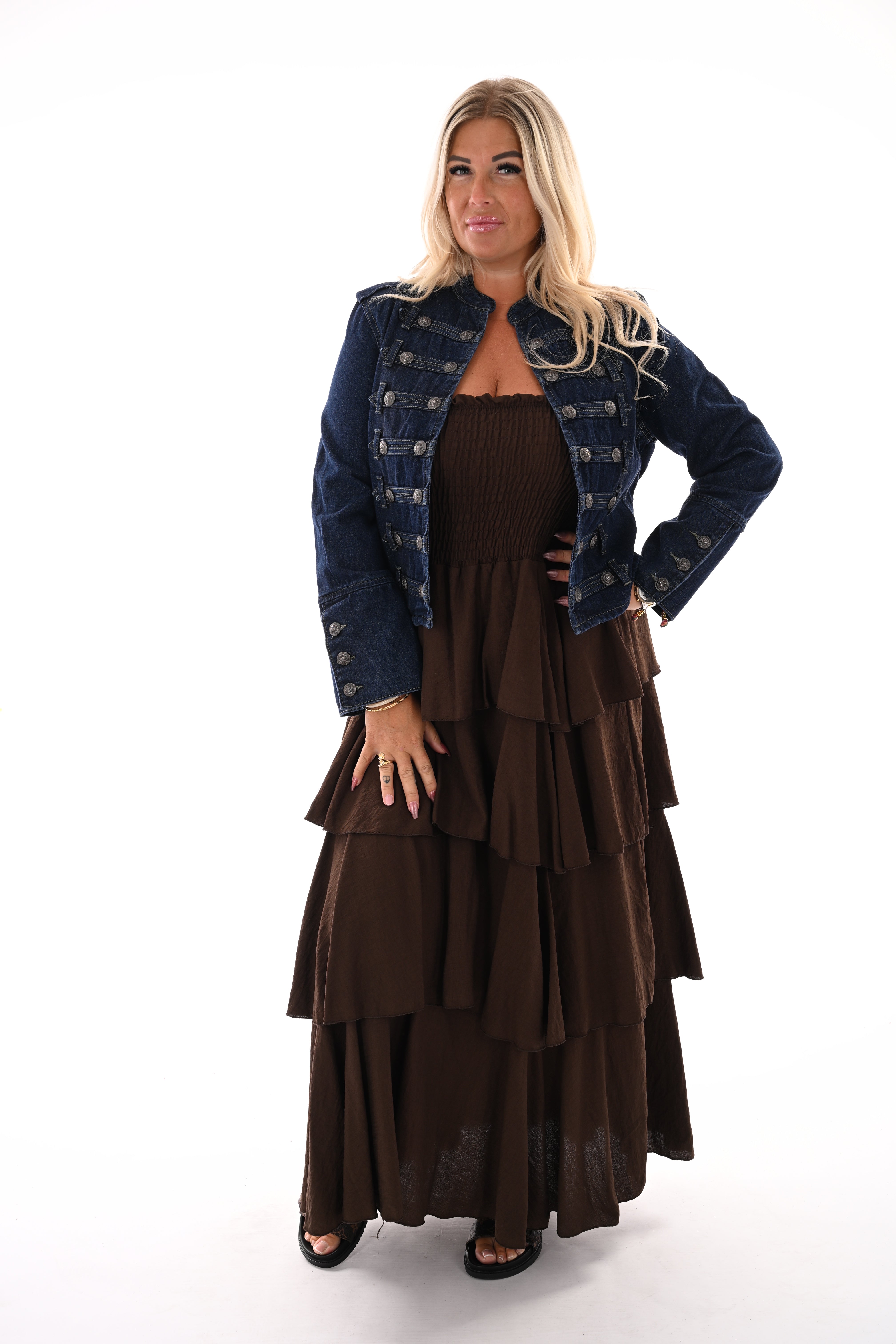 Kort jasje met knoop detail blauw
