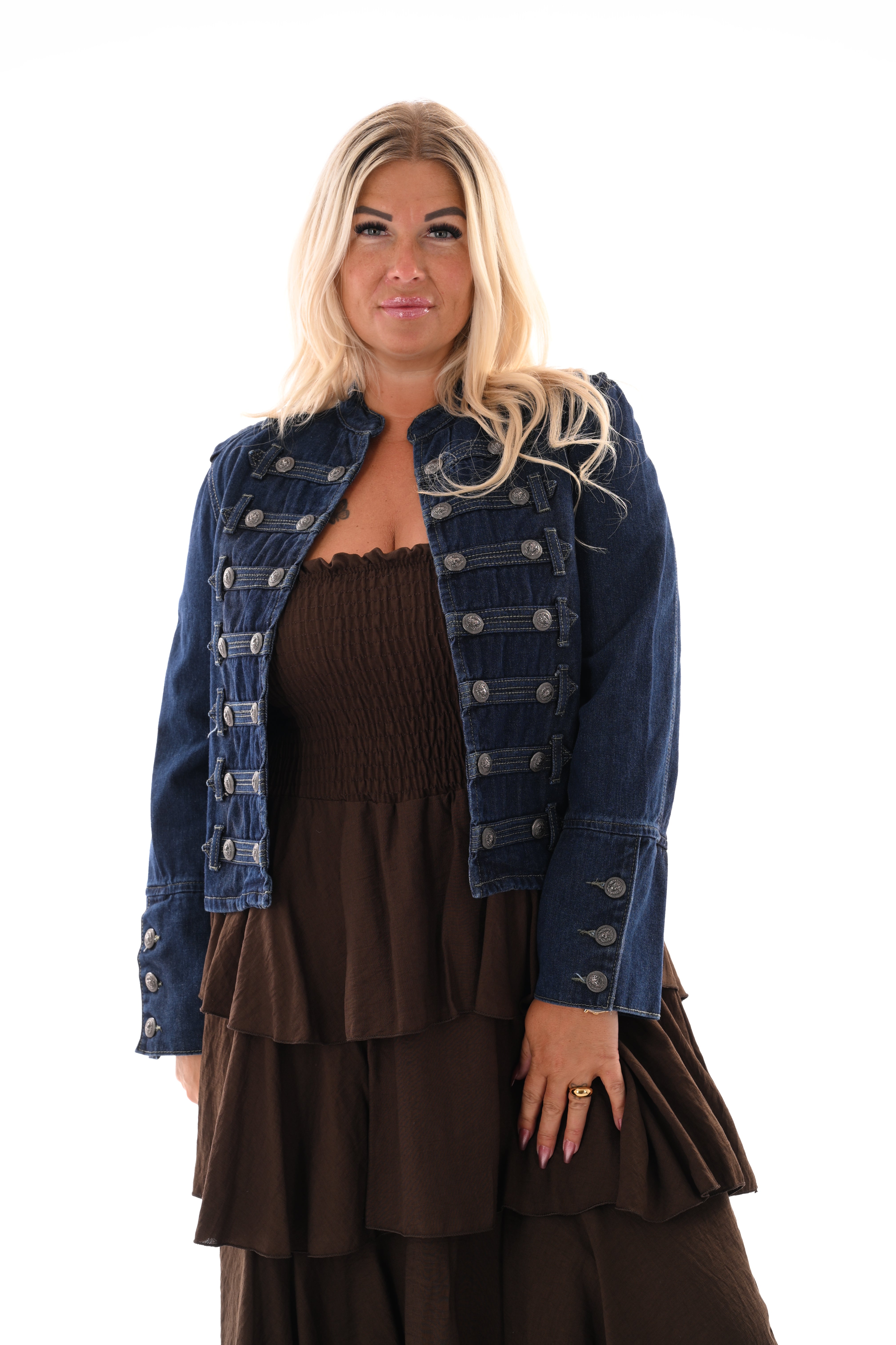 Kort jasje met knoop detail blauw