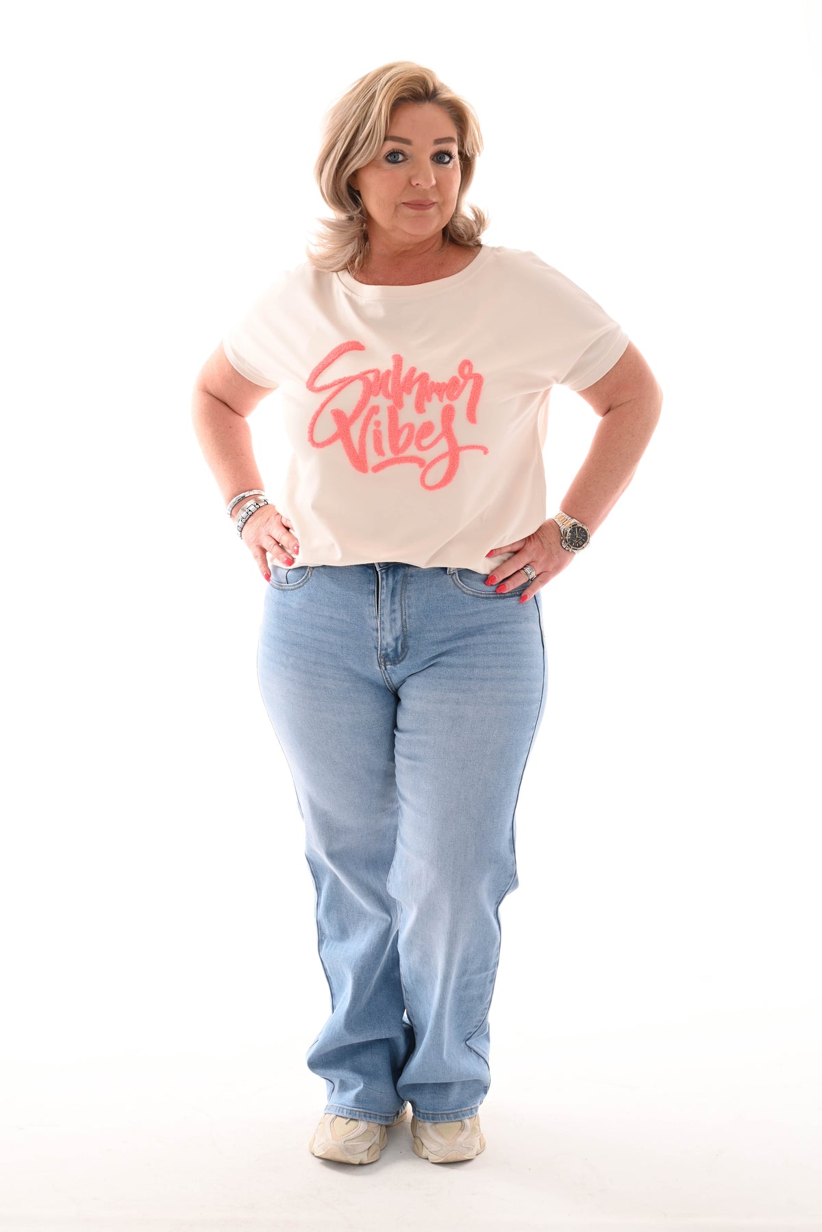 T-shirt summer vibes lichtbeige