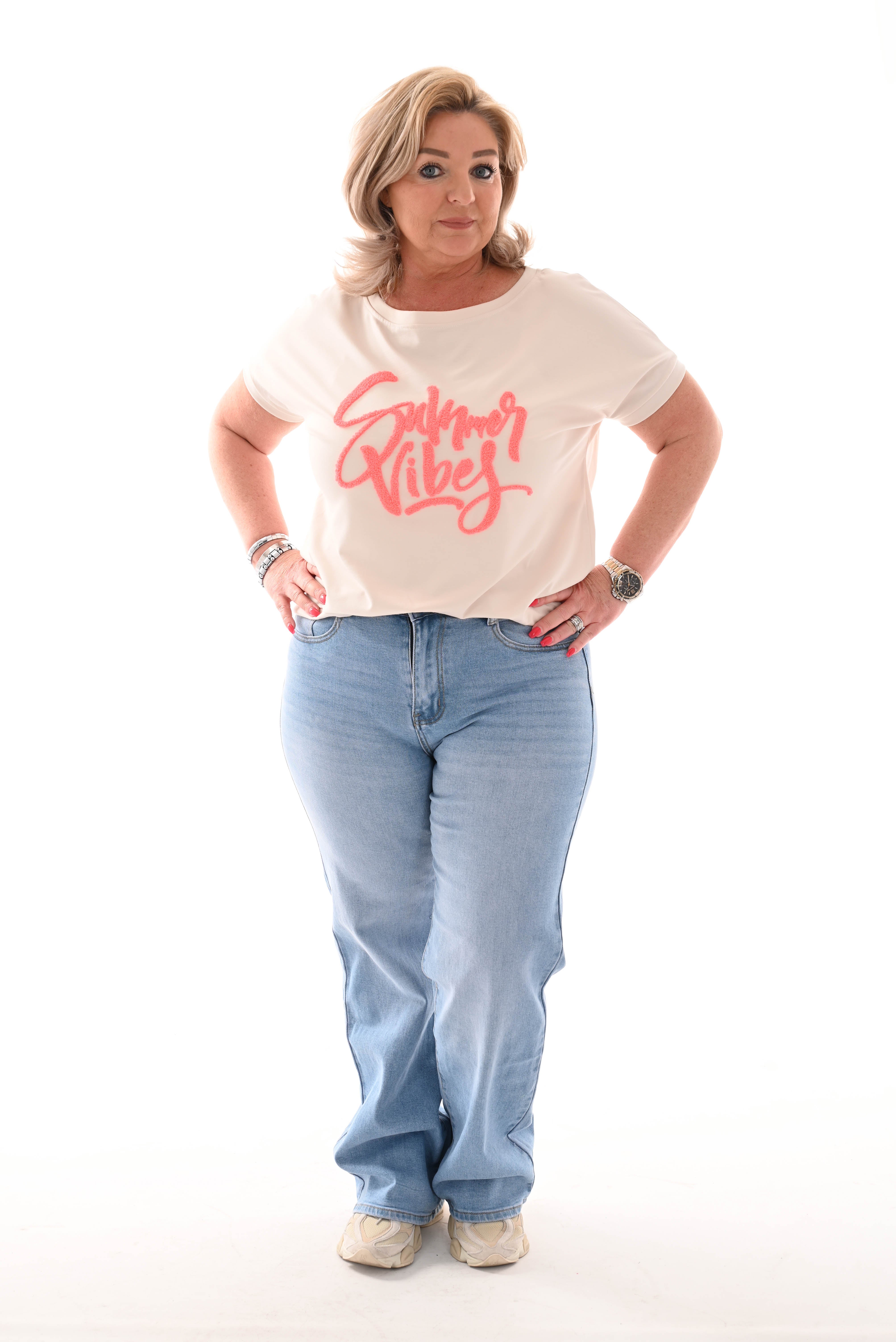 T-shirt summer vibes lichtbeige