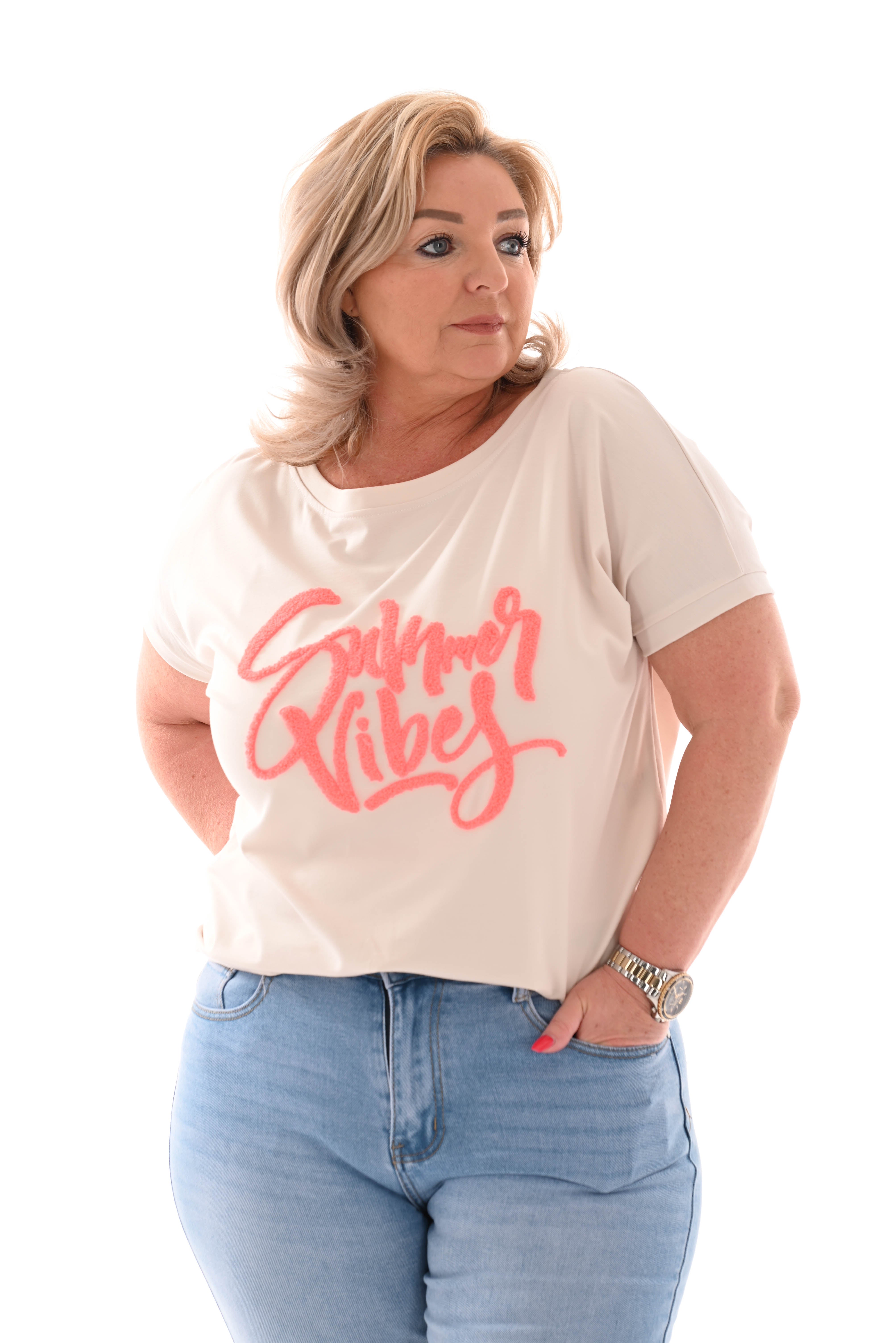 T-shirt summer vibes lichtbeige
