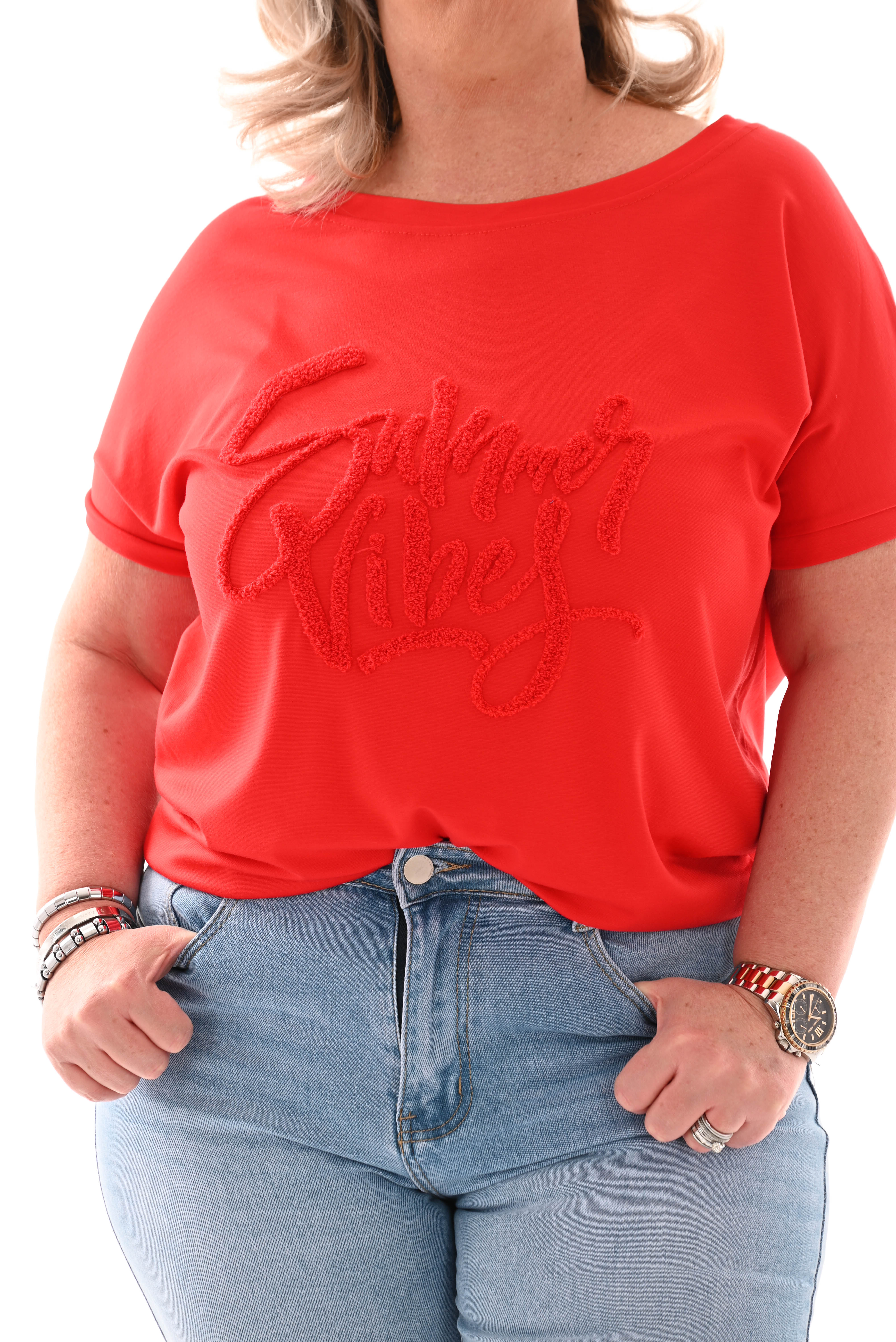 T-shirt summer vibes rood