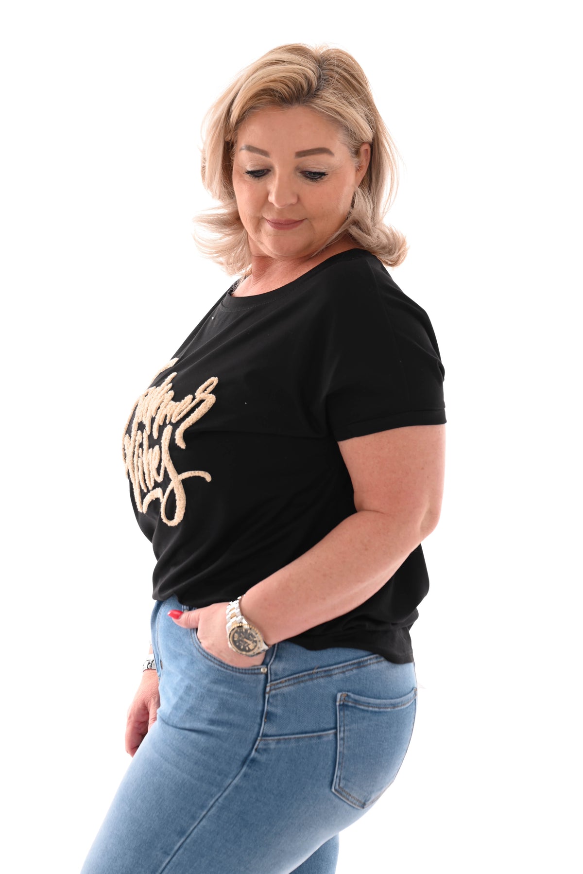 T-shirt summer vibes zwart