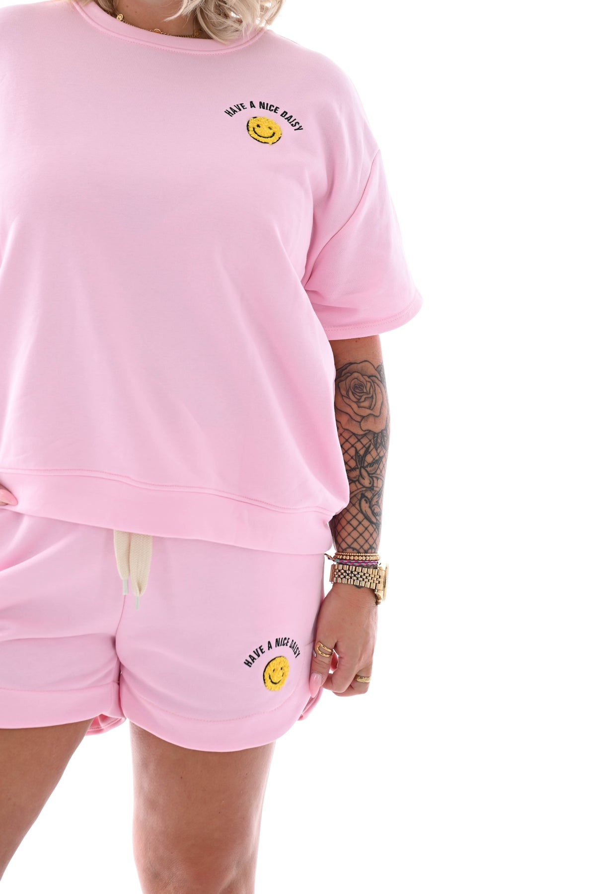 Twin set short smiley lichtroze