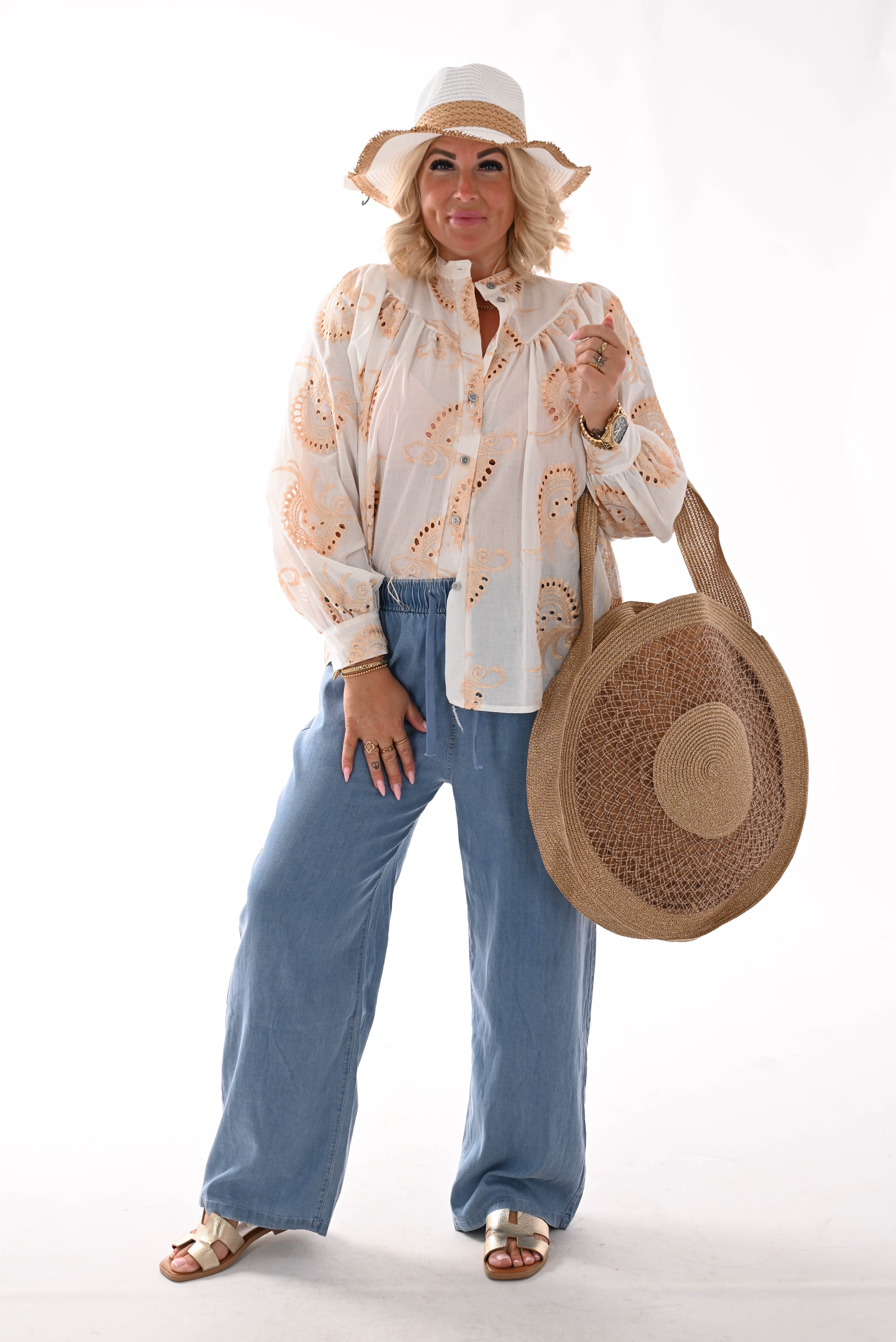 Blouse paisley wit/goud