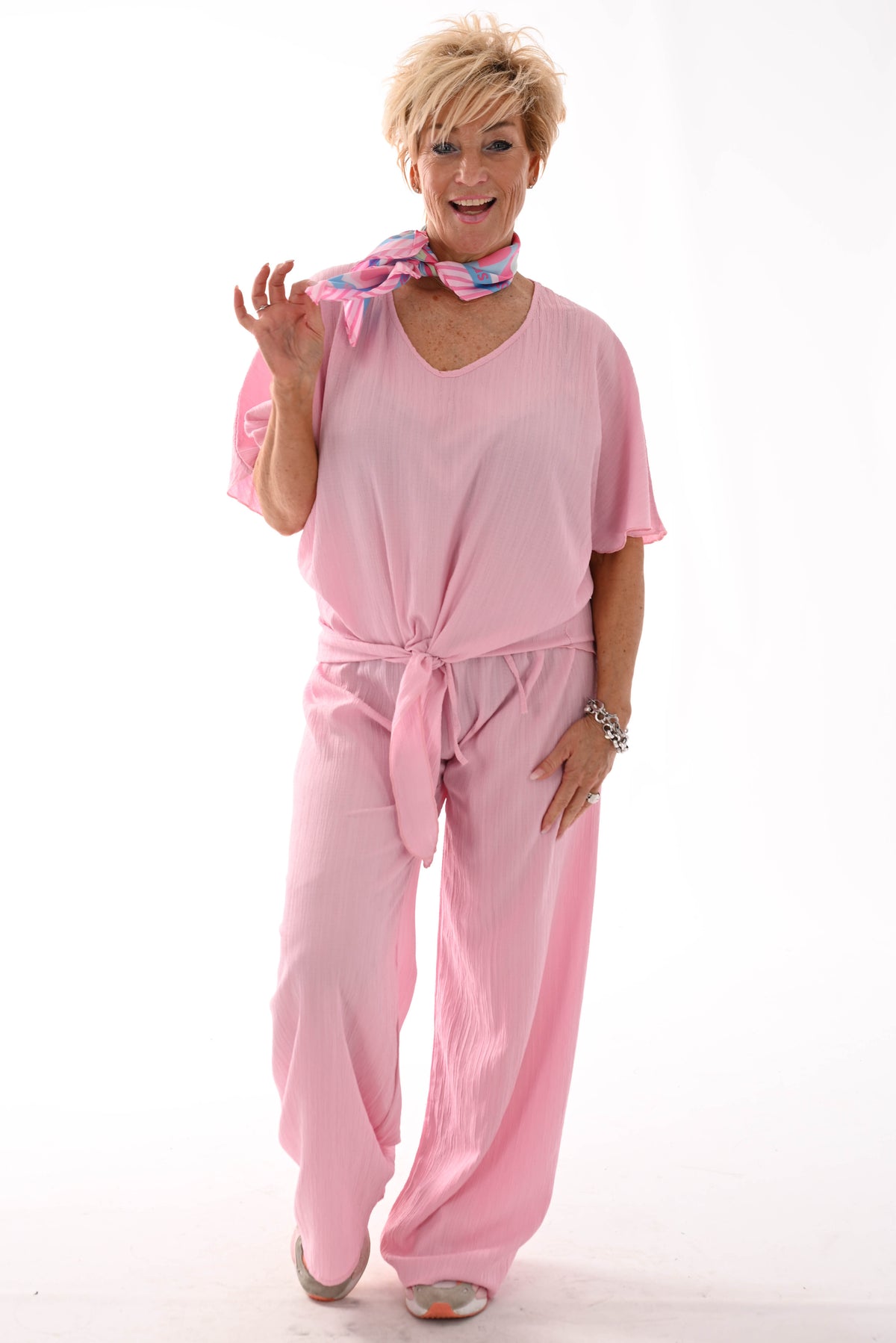 Tweedelig set knoopdetail roze