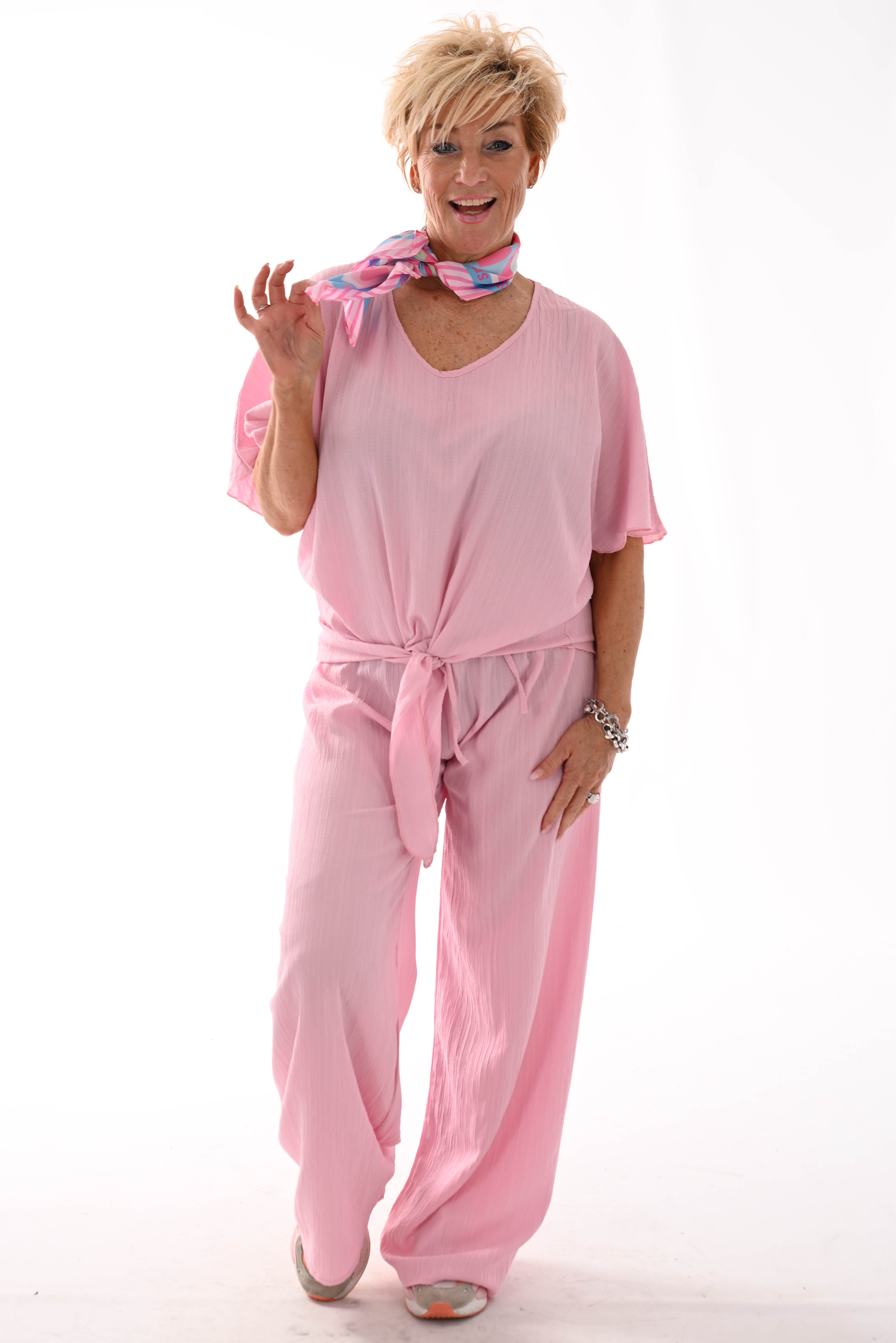 Tweedelig set knoopdetail roze