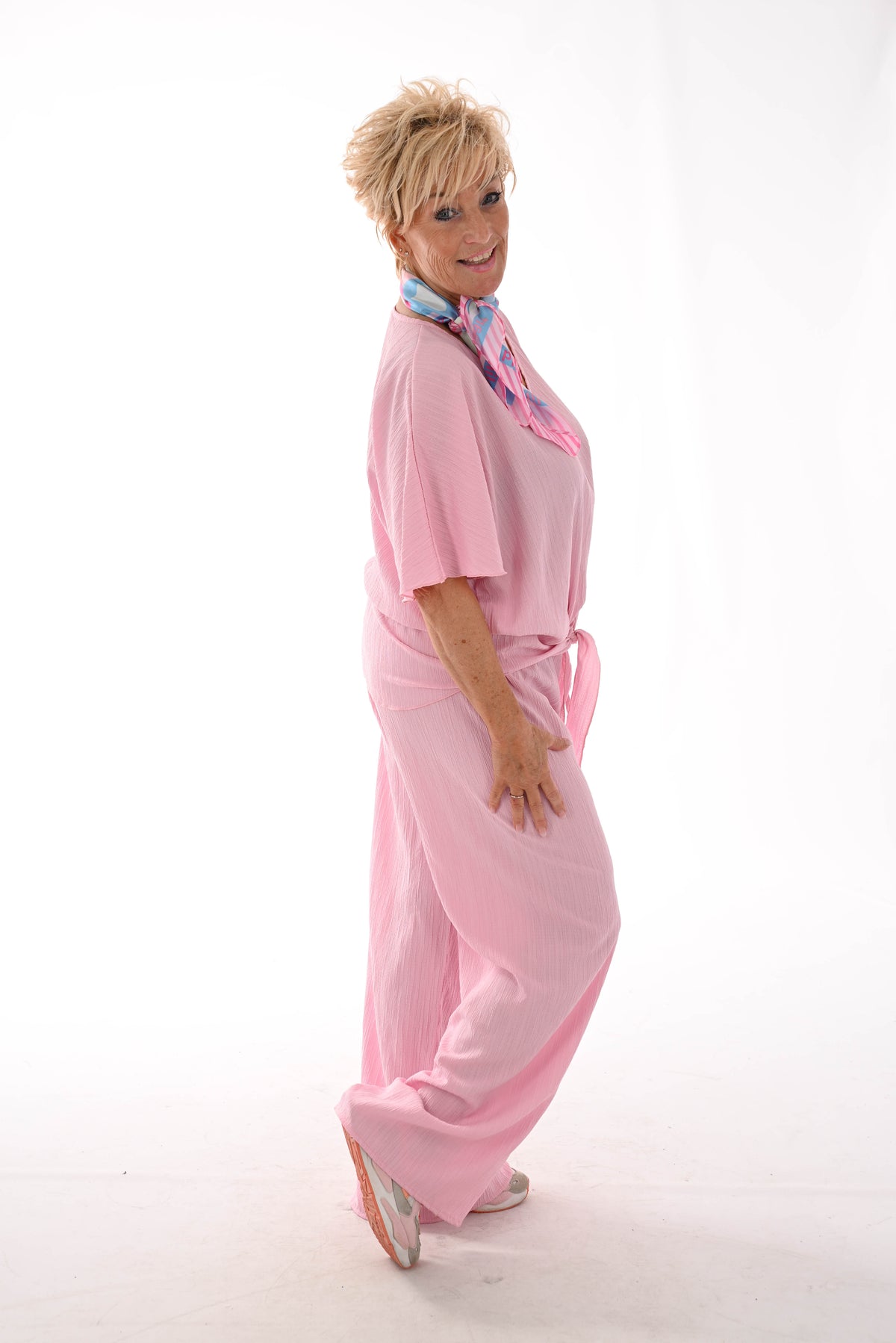 Tweedelig set knoopdetail roze