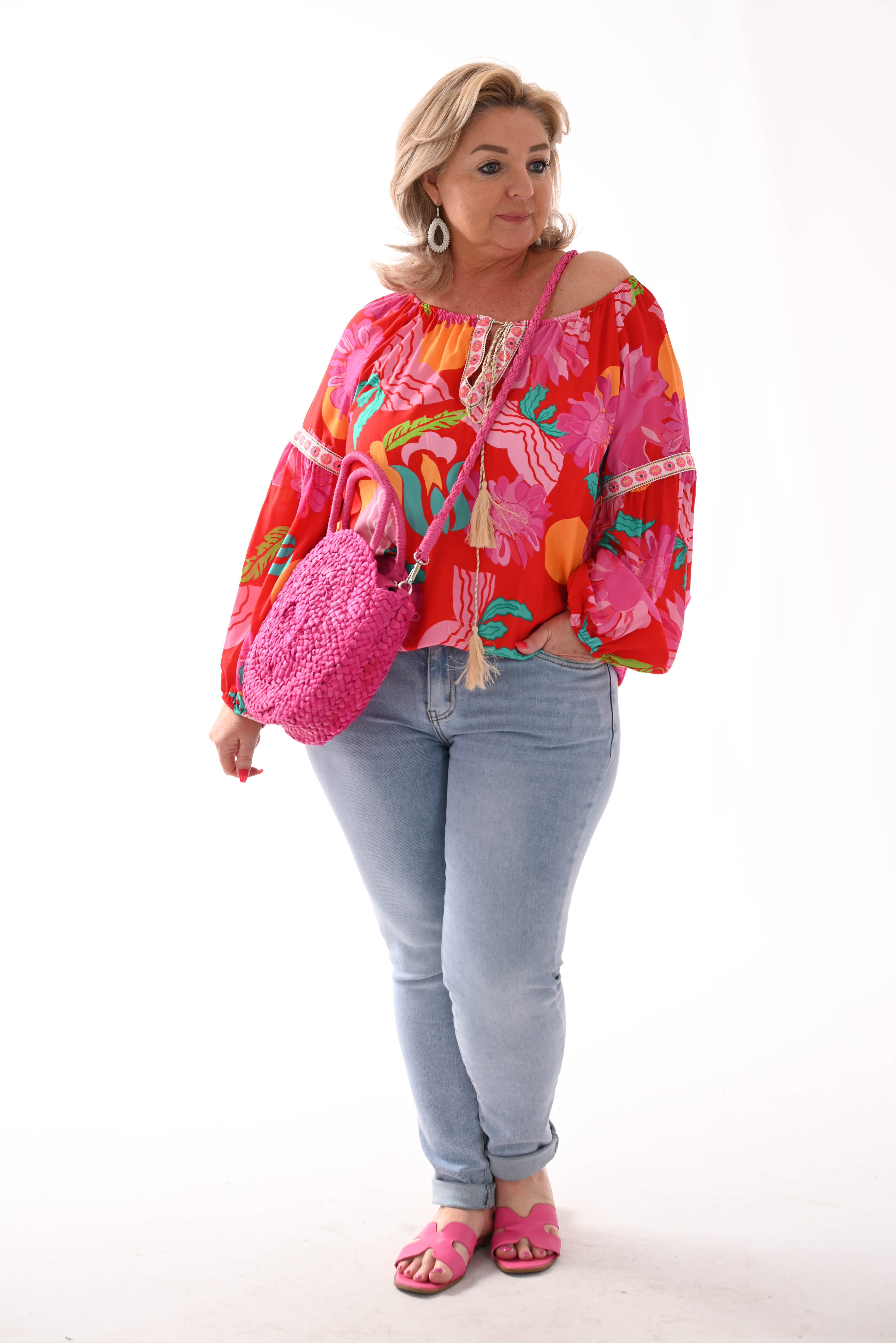 Top bloemen print rood