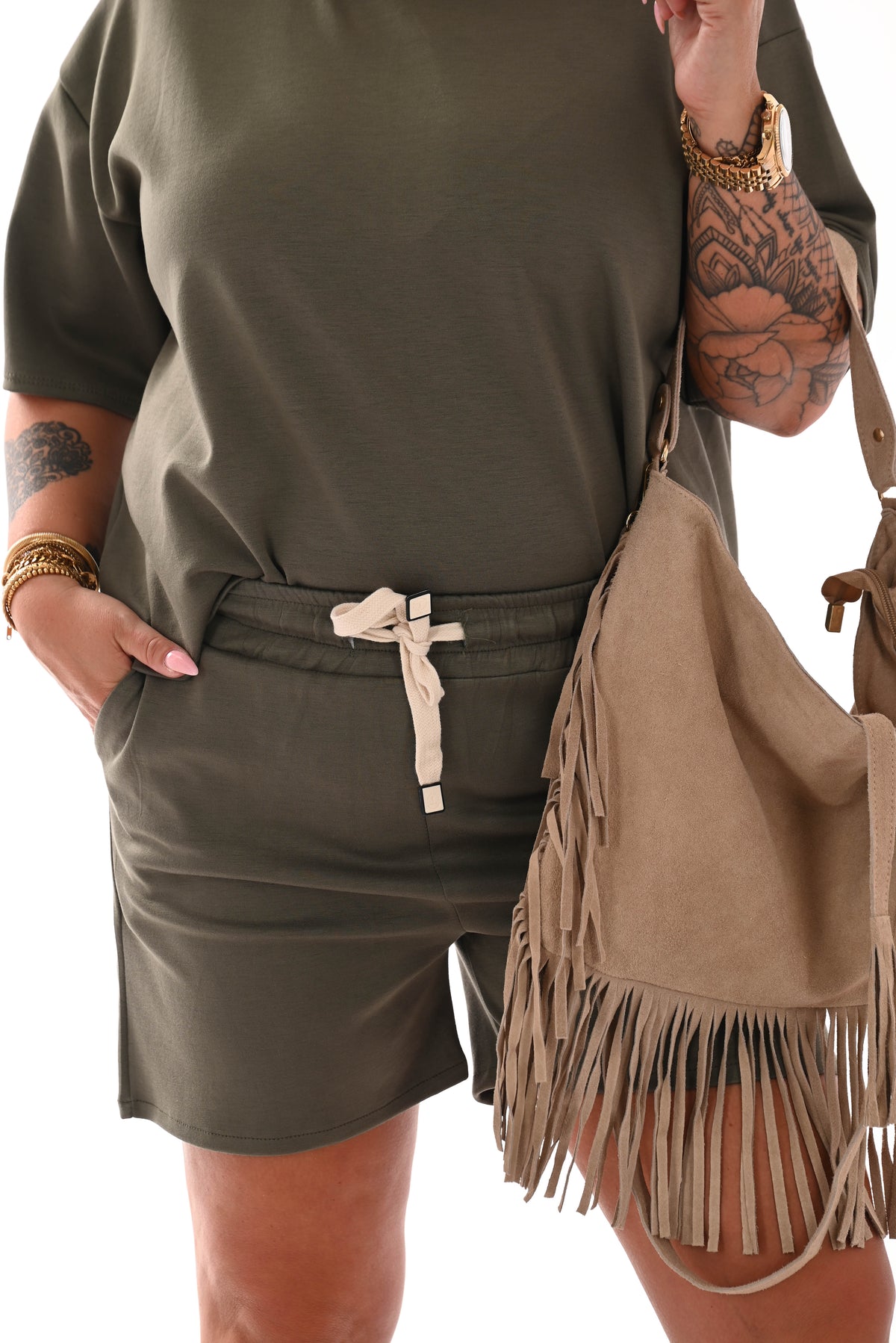 Twin set short uni legergroen