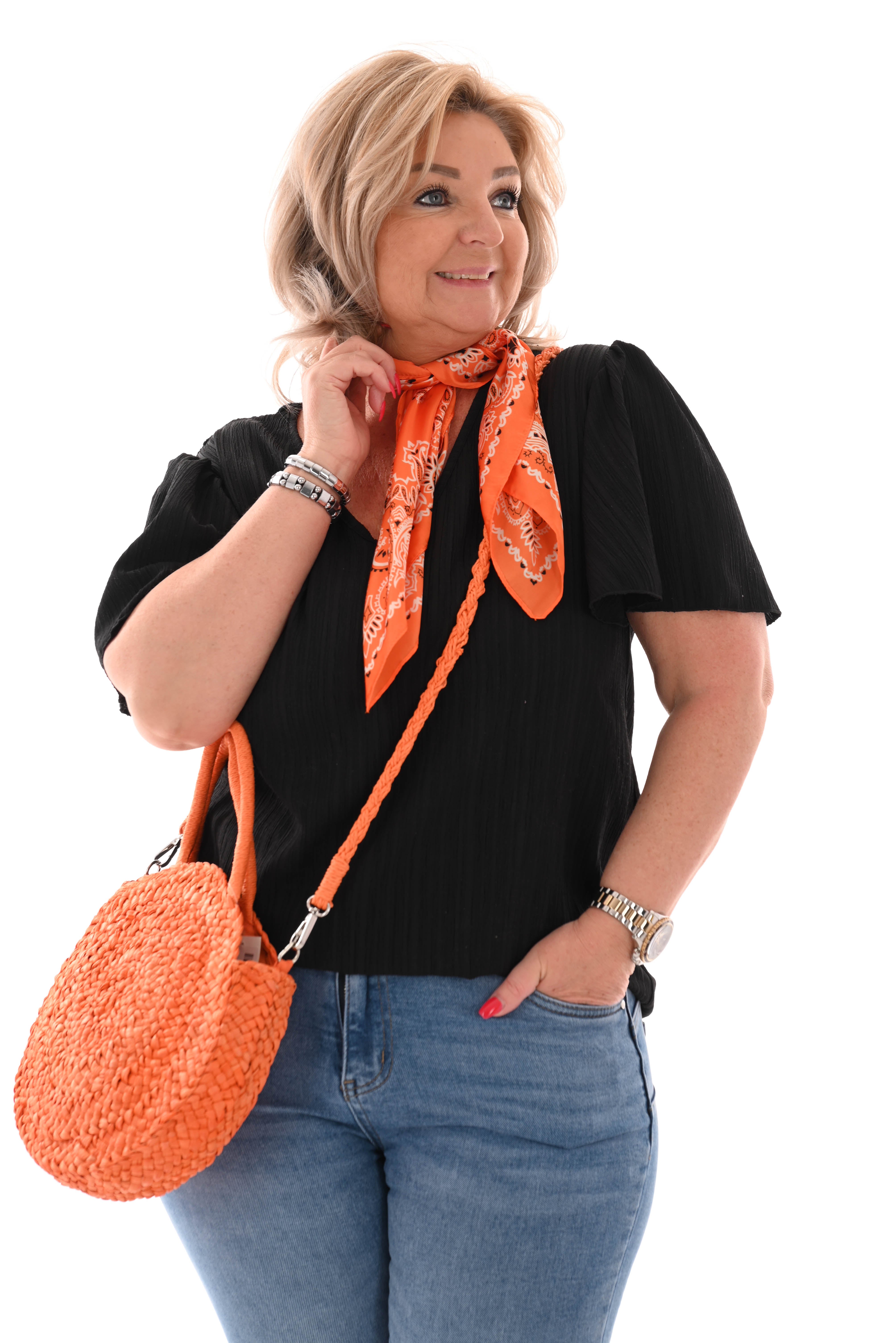 Kort sjaaltje paisley oranje
