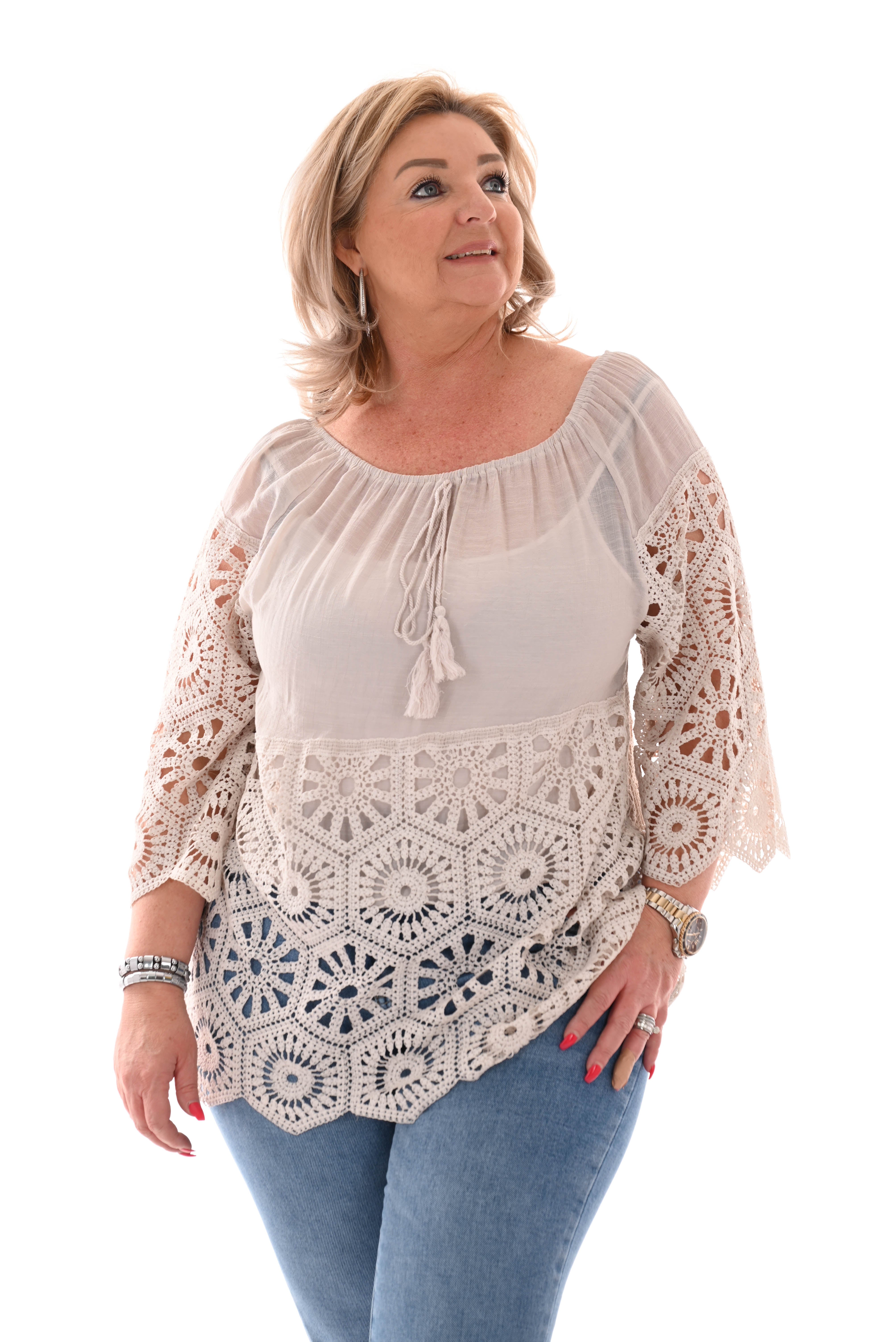 Top gehaakte onderkant beige