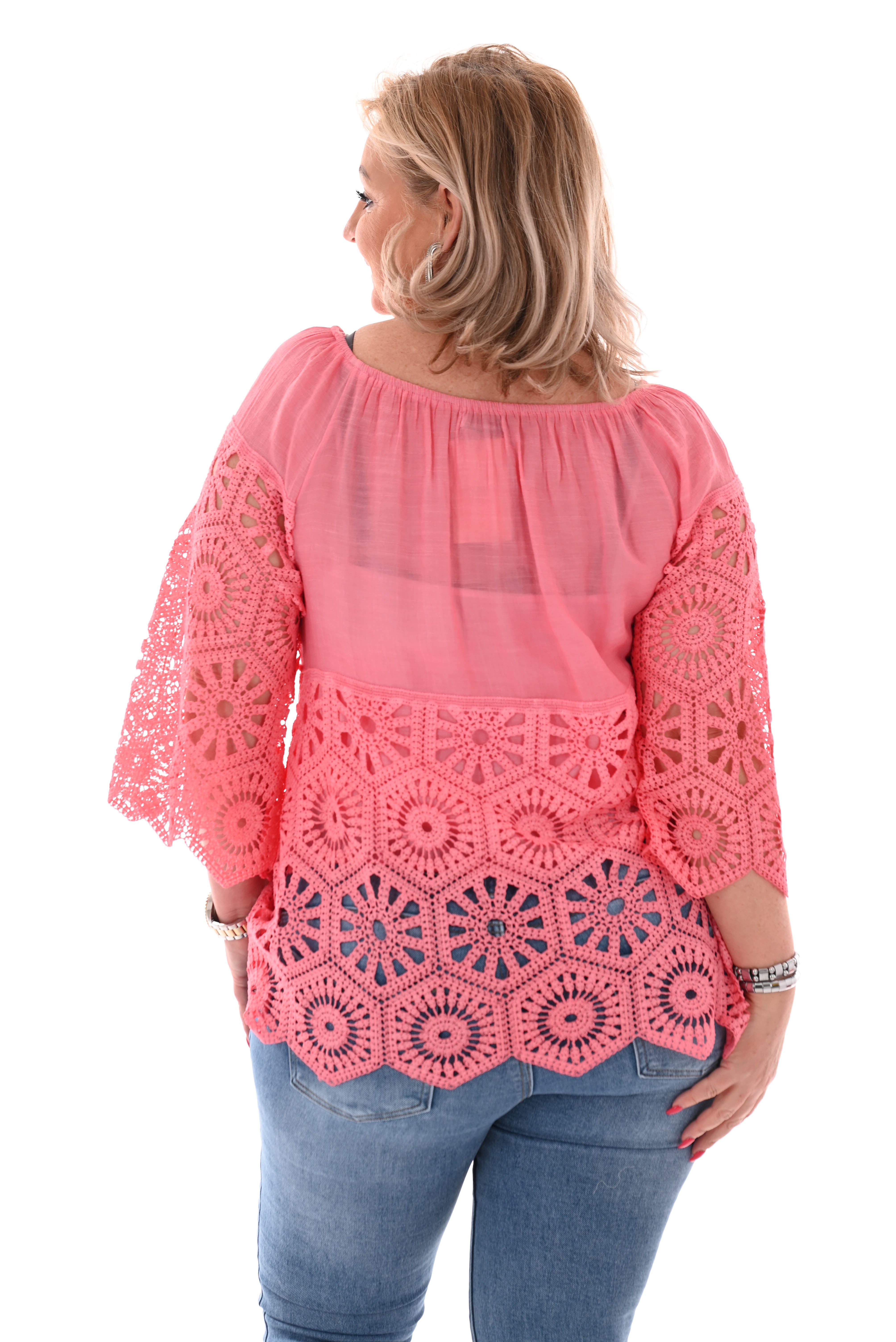 Top gehaakte onderkant roze