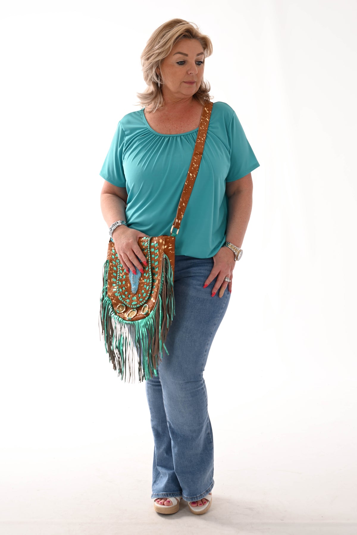 Ballon top uni turquoise